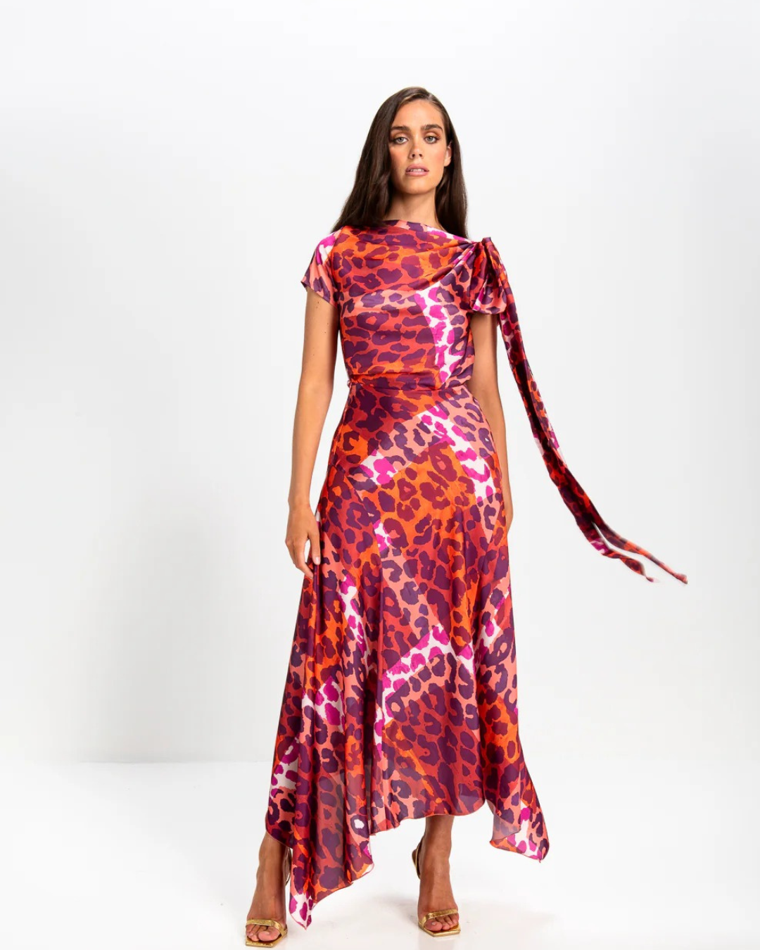 Size 16/18 Kevan Jon - Didi Drape Dress - Leo Satin