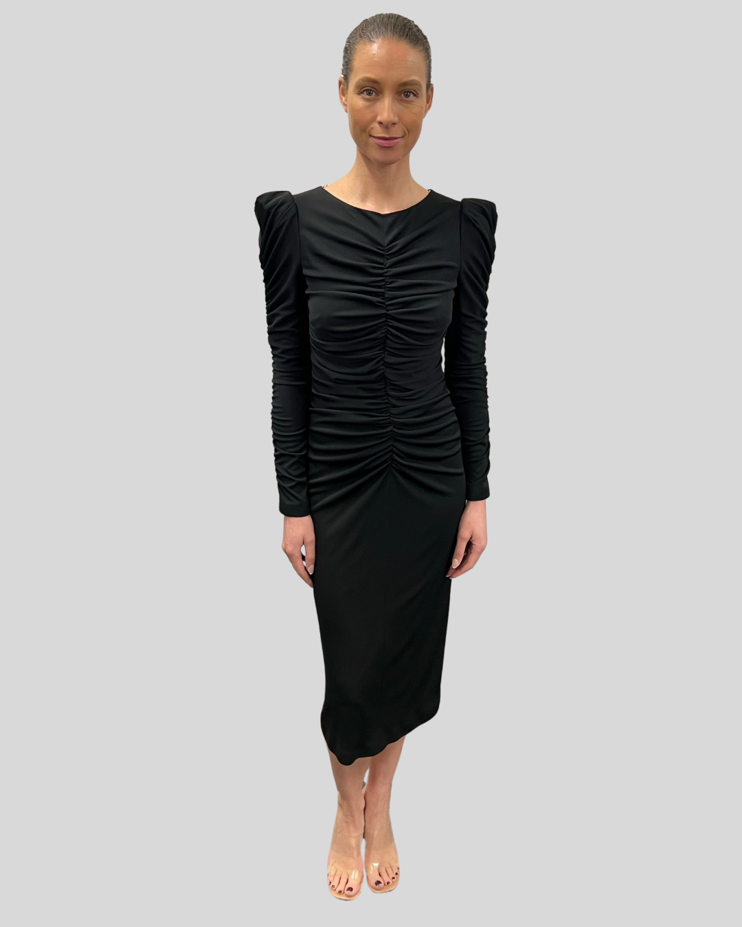 ‼️ 1 left ‼️ size 10 Carla Ruiz - 50098 - BLACK RUCHED DRESS