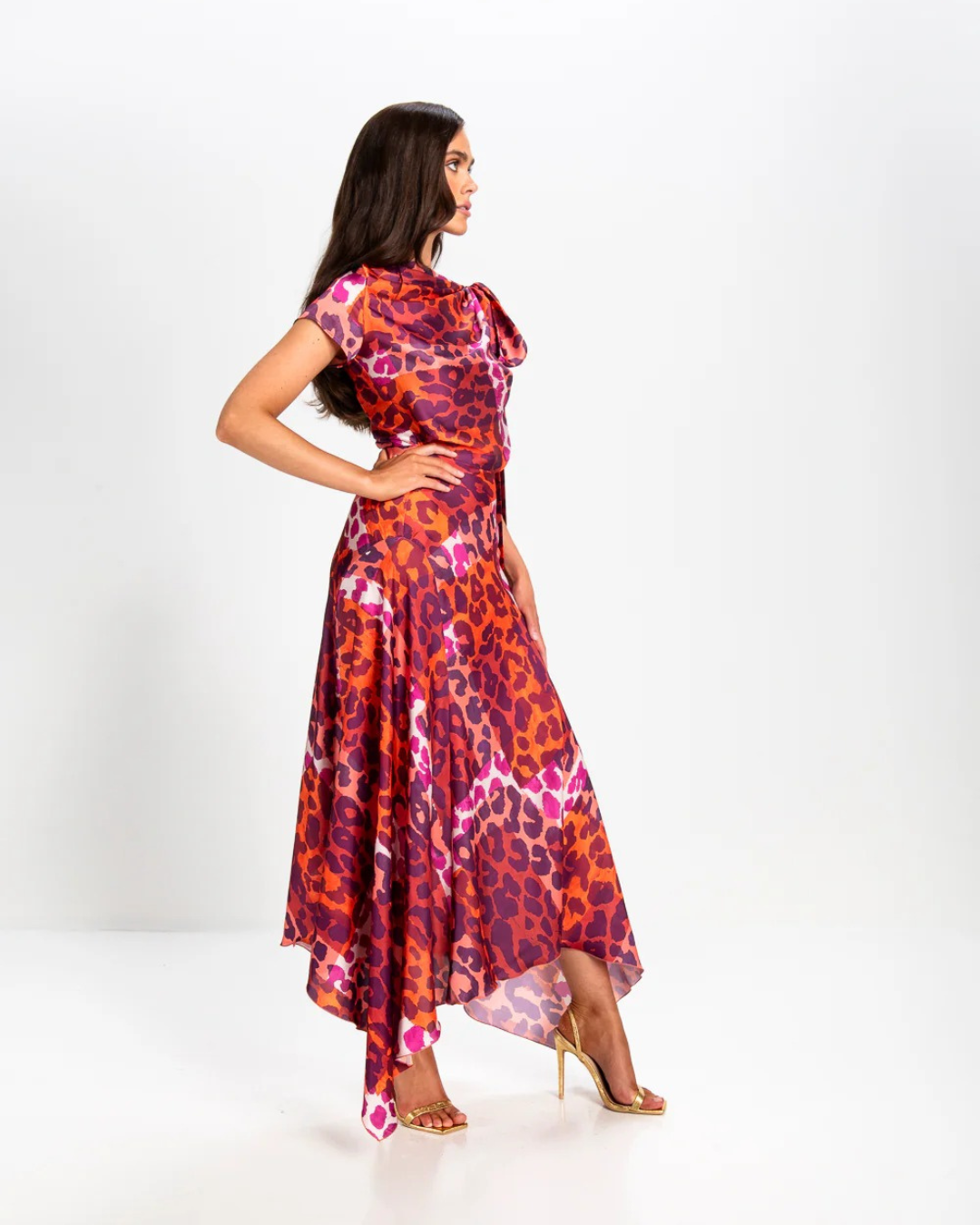 Size 16/18 Kevan Jon - Didi Drape Dress - Leo Satin