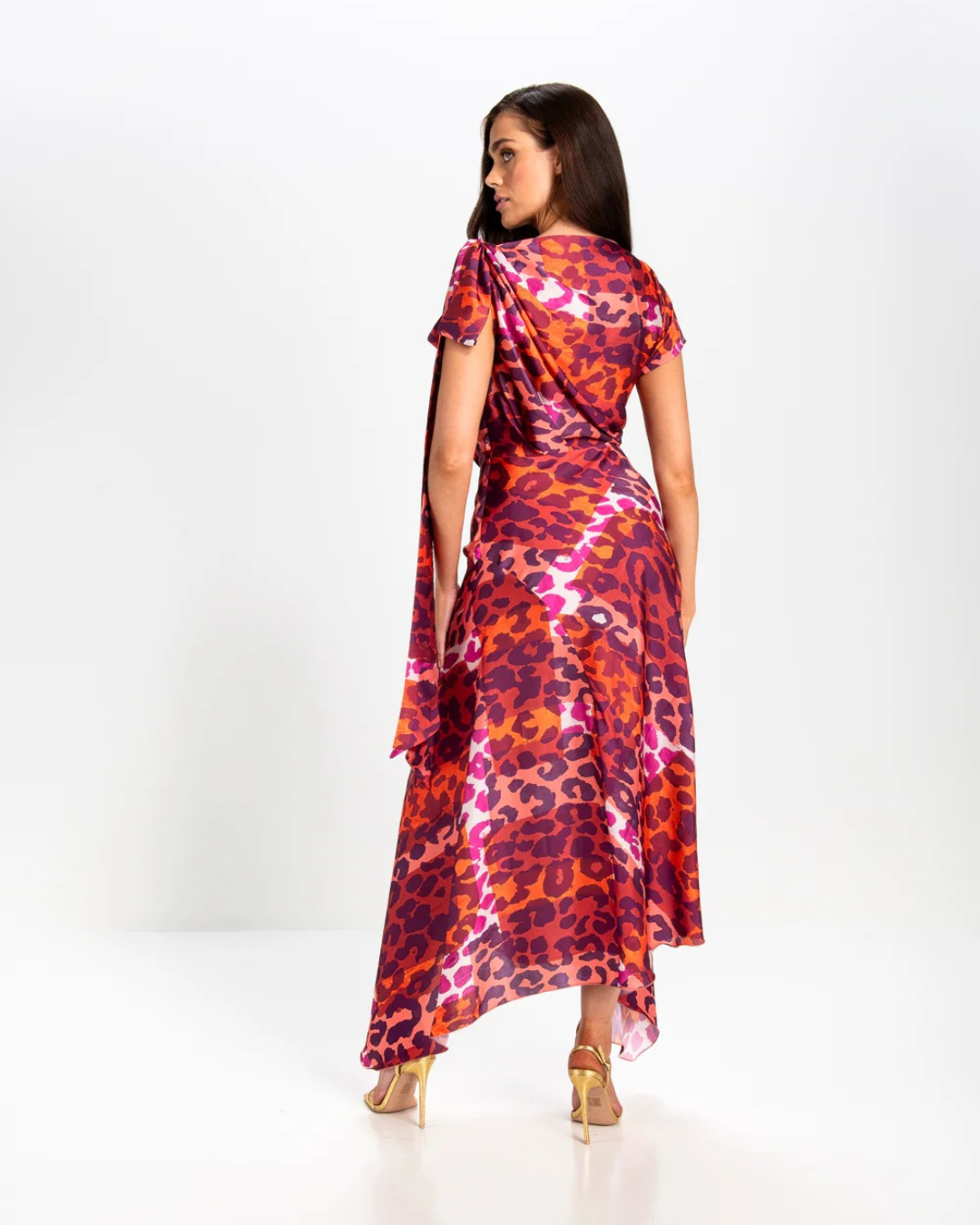 Size 16/18 Kevan Jon - Didi Drape Dress - Leo Satin