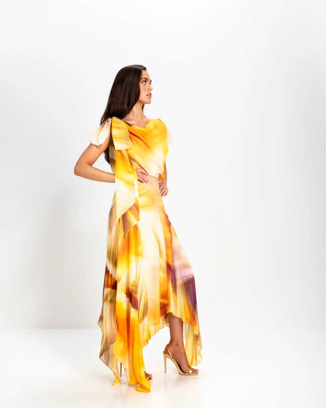 Size 8/10 Kevan Jon - Emilia Pleat - Sorbet Crepe Lemon