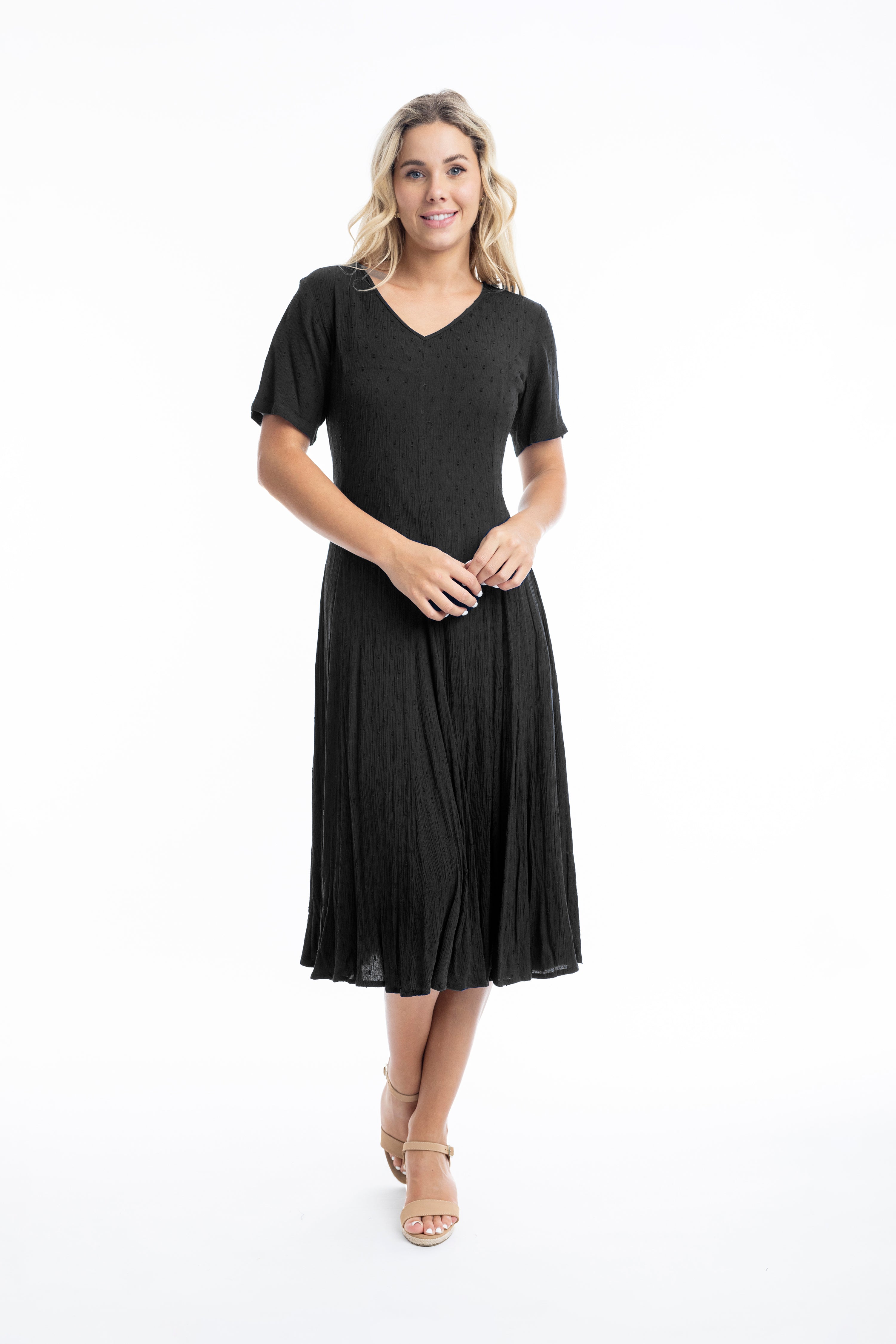 ORIENTIQUE - Dobby Dress 81312 - Black