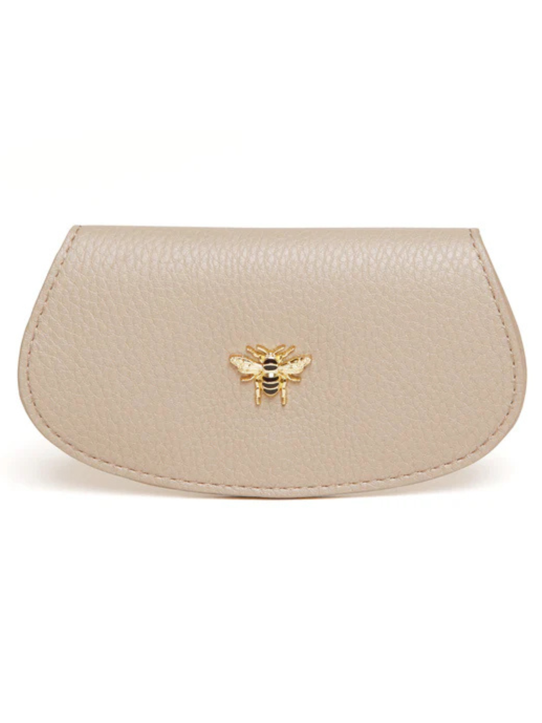 Alice Wheeler Glasses Case – vegan leather eyeglass case with padded interior, secure push-button closure and stylish textured finish, protective case for women’s eyewear.