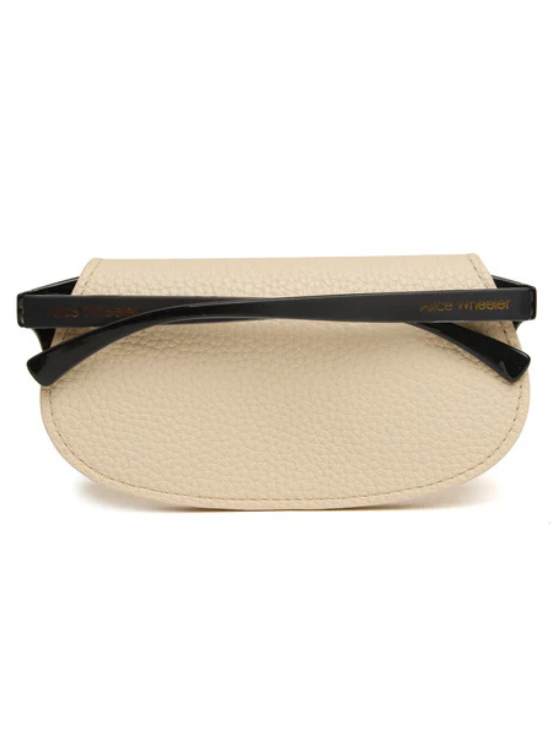 Alice Wheeler Glasses Case – vegan leather eyeglass case with padded interior, secure push-button closure and stylish textured finish, protective case for women’s eyewear.