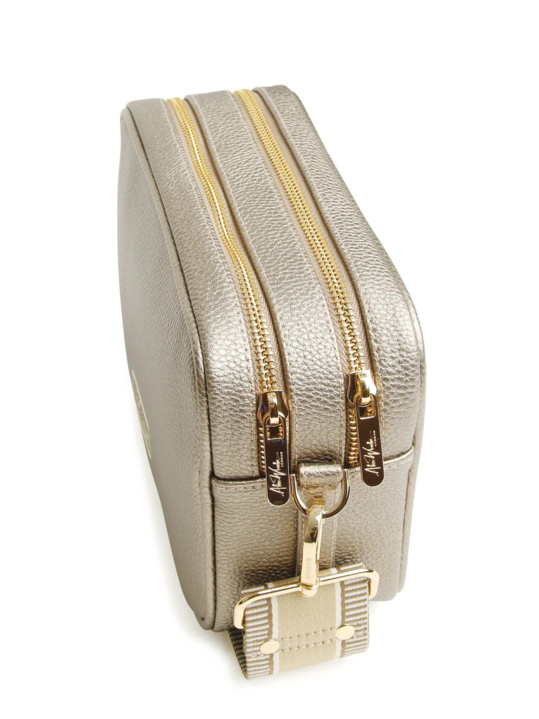 Alice Wheeler AW6028 Bronze Soho Cross Body Bag with dual straps, two zipped compartments, and internal pocket – stylish bronze crossbody handbag for everyday wear.