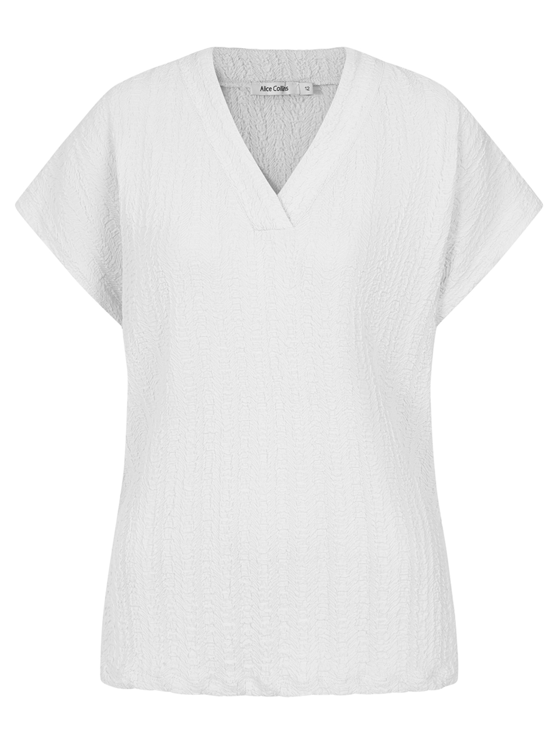 Alice Collins 036S110 365 Top with textured fabric, V-neckline and short sleeves.