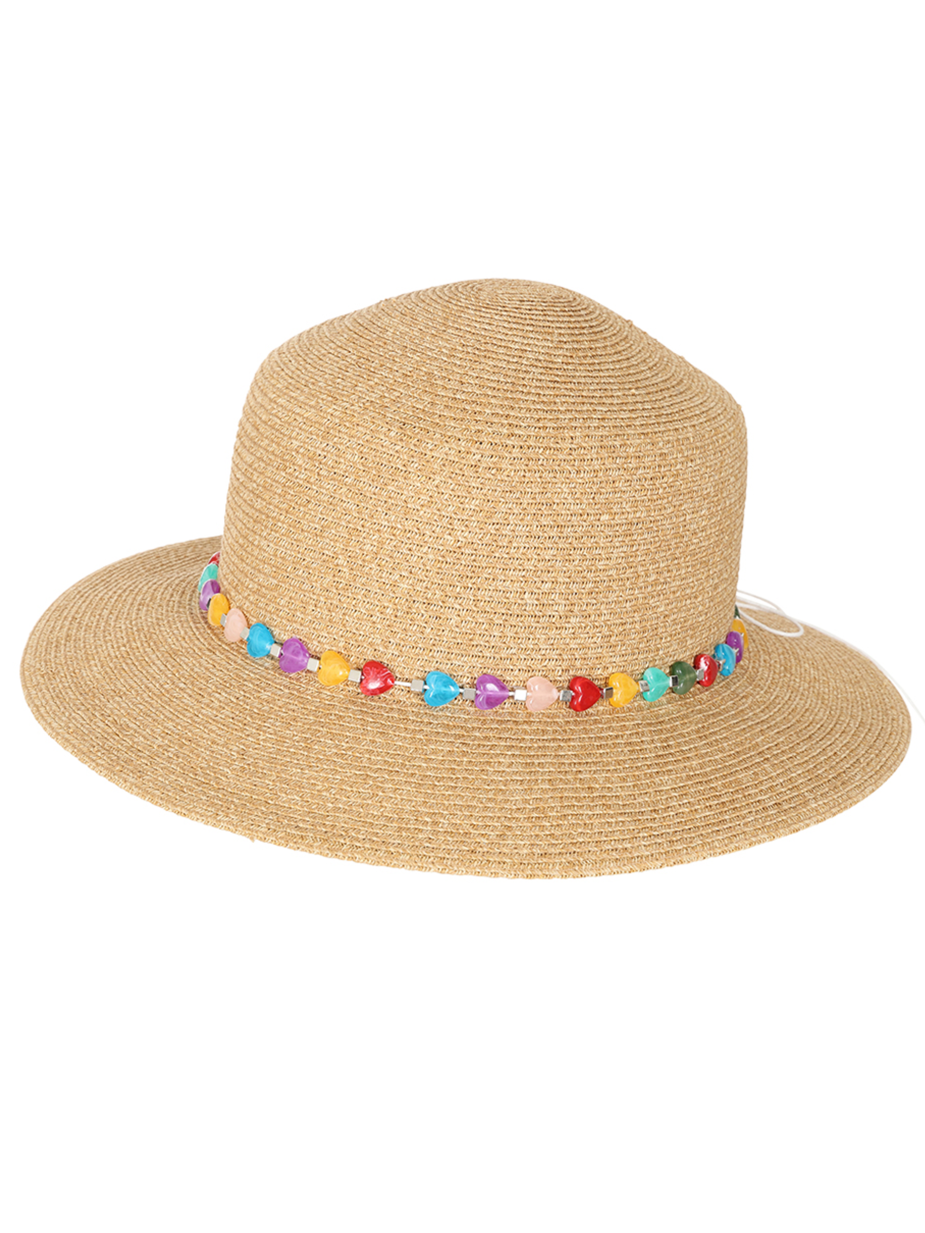 Alice Collins 036S221 Anne Hat with woven design, multicolour beaded band and decorative back detail.