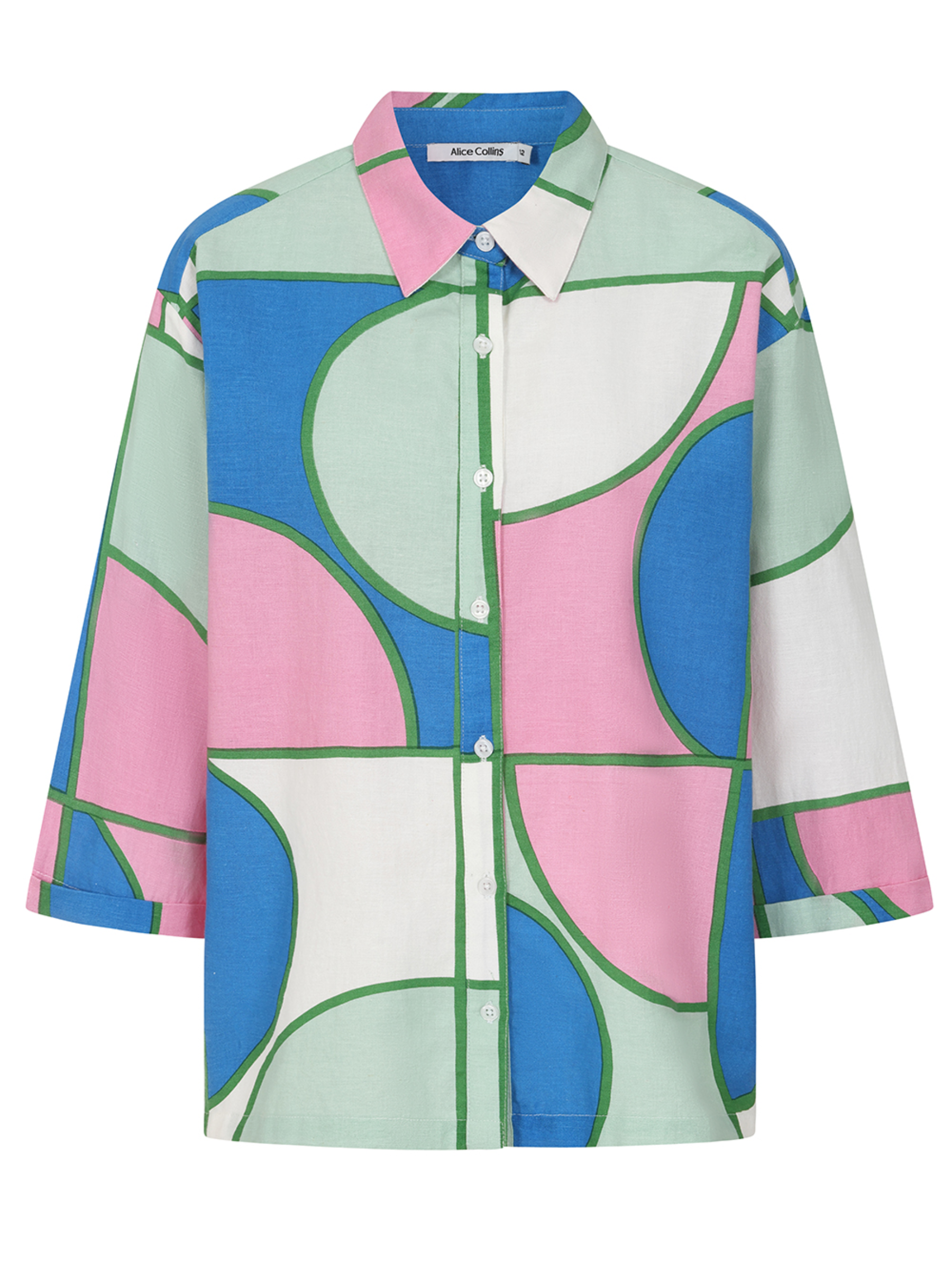 Alice Collins 036S444 Rosa Shirt with abstract print, button front and collared neckline.