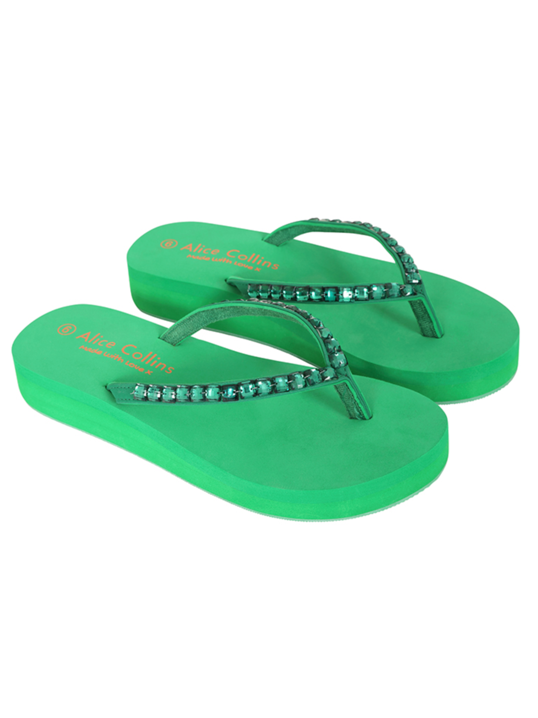 Alice Collins 036S700 AC Flip Flop slip-on sandal with embellished thong strap and cushioned sole.