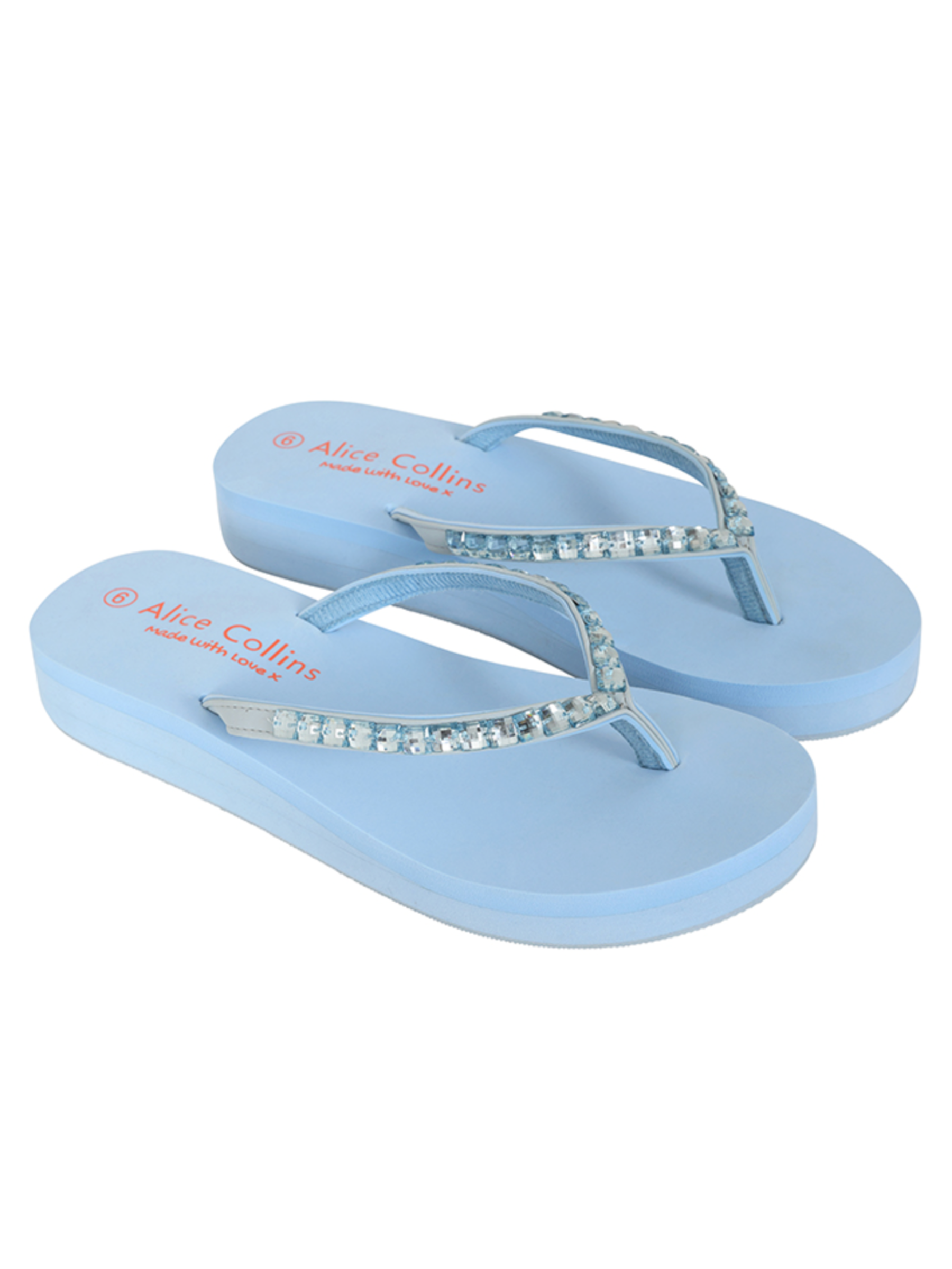 Alice Collins 036S700 AC Flip Flop slip-on sandal with embellished thong strap and cushioned sole.