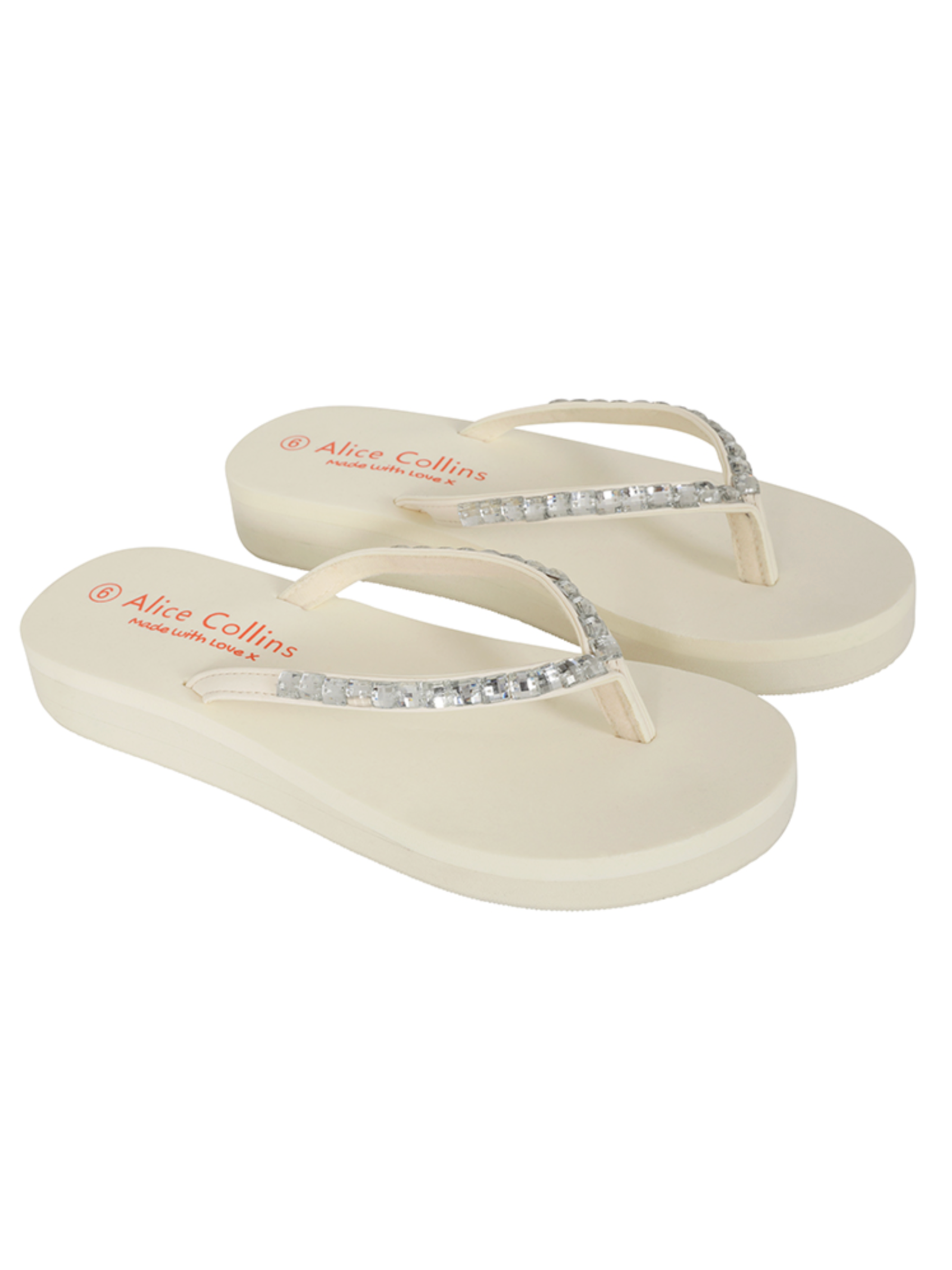 Alice Collins 036S700 AC Flip Flop slip-on sandal with embellished thong strap and cushioned sole.