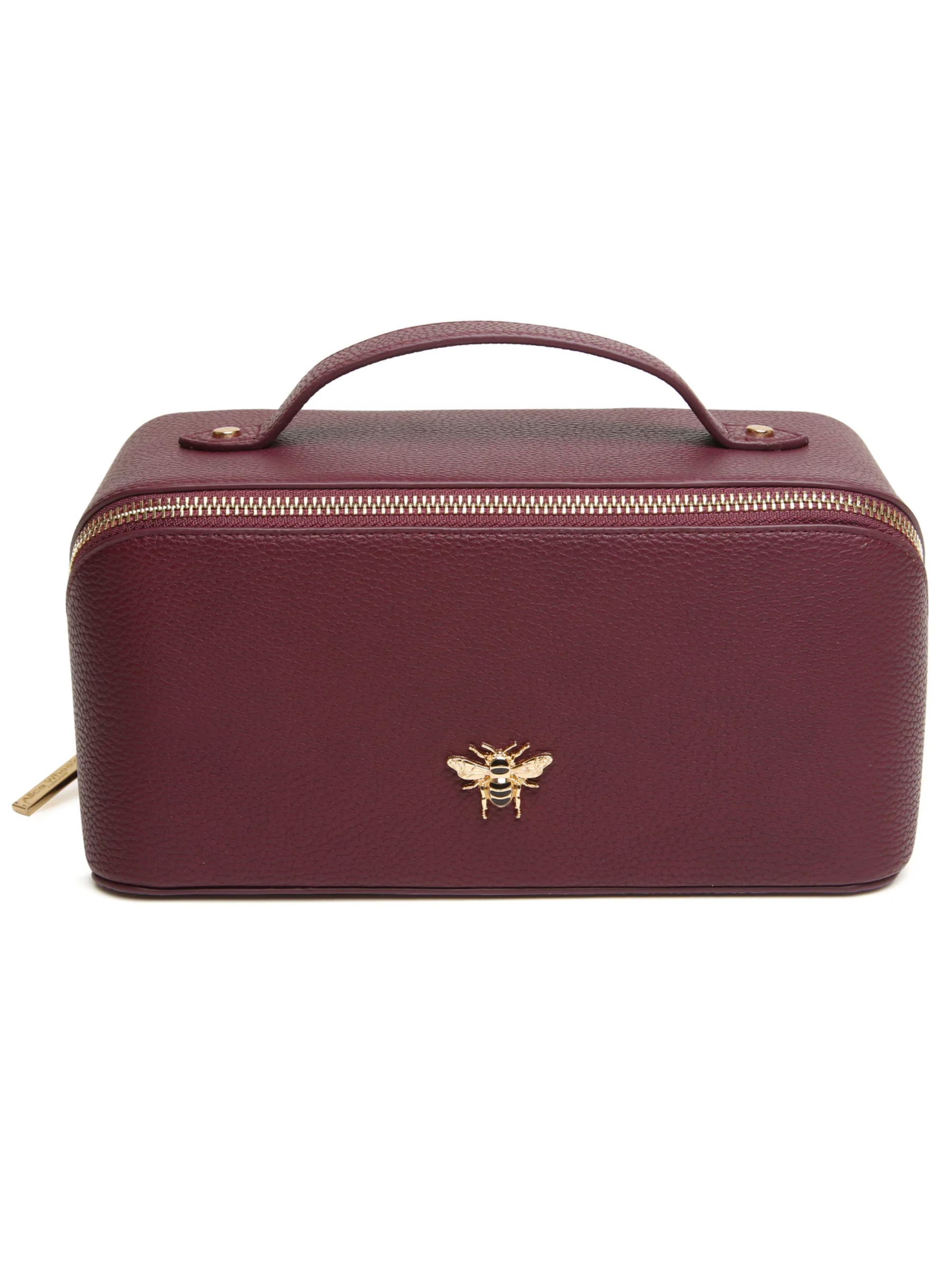 Alice Wheeler AW0347 Berry Train Case with gold-toned zip, top handle and fully lined interior