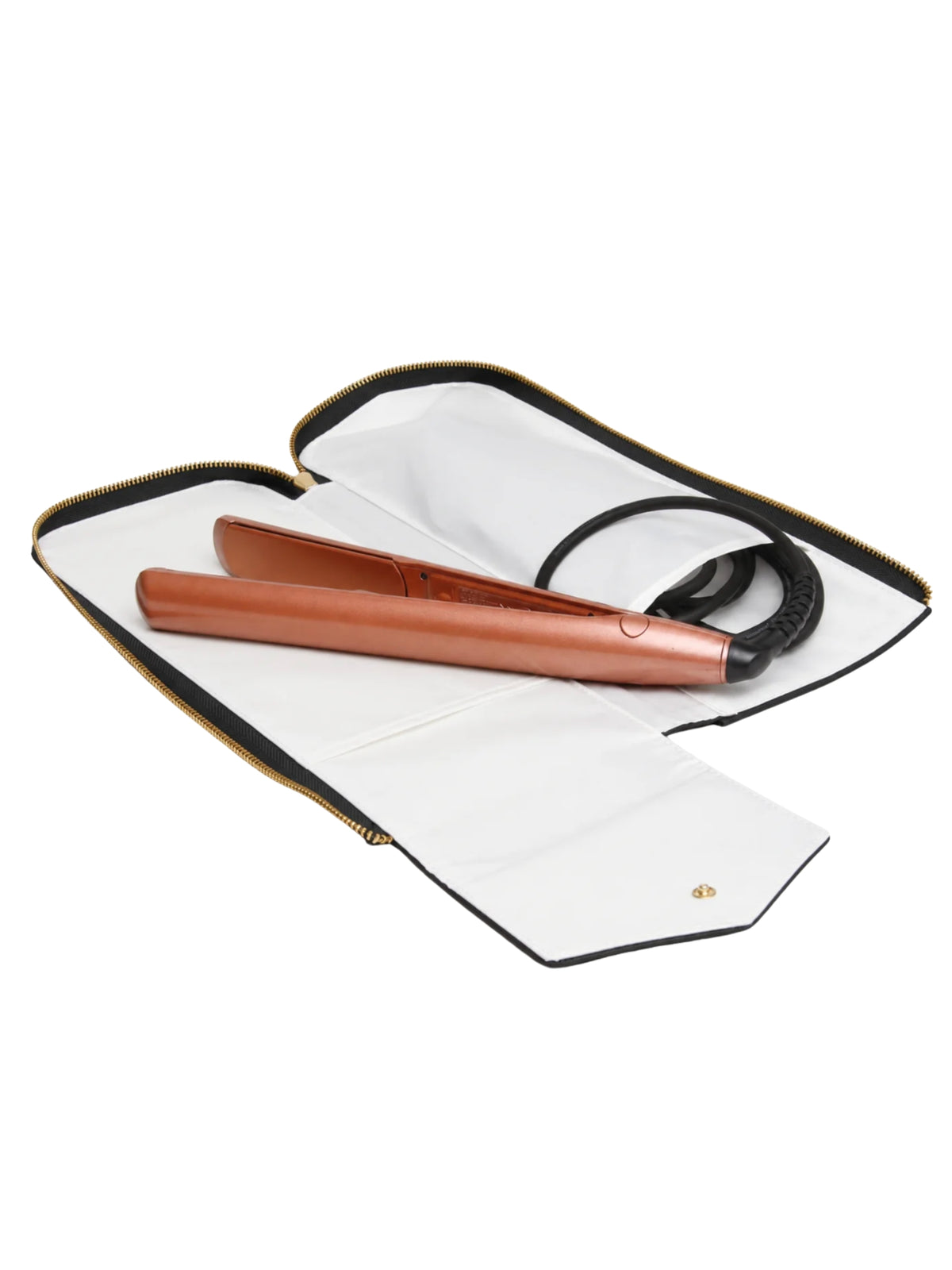 Alice Wheeler AW0417 Black Hair Styling Pouch with textured finish, zip-around fastening and heat-resistant interior compartments.