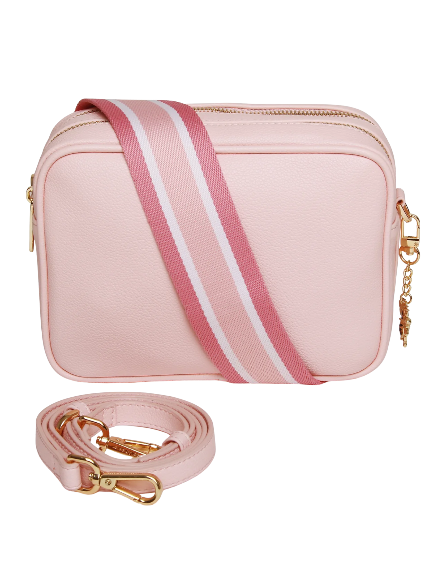 Alice Wheeler AW6001 Pastel Pink Soho Cross Body Bag with dual straps, two zipped compartments and internal pocket