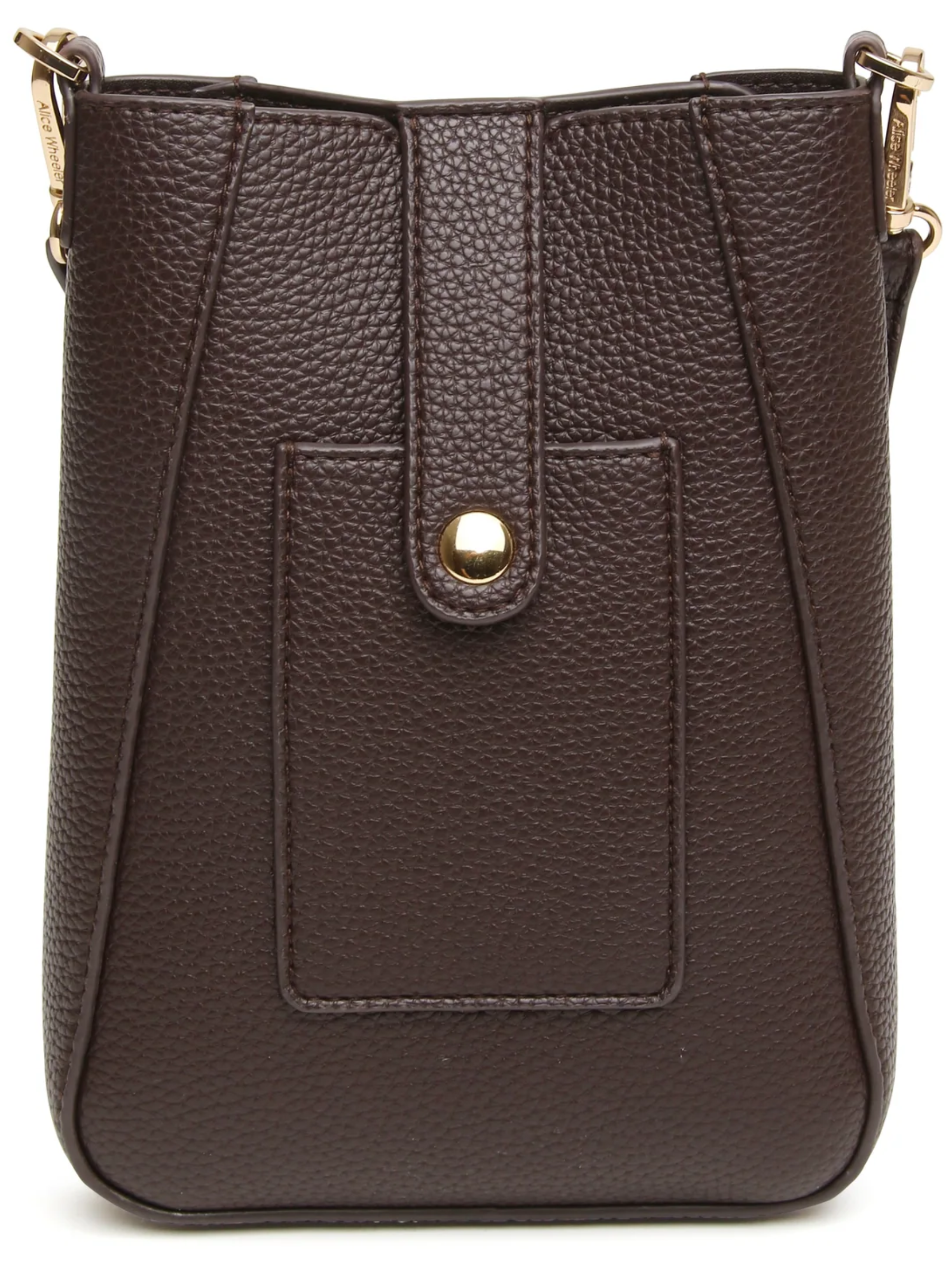 Alice Wheeler AW6193 Chocolate Kensington Phone Crossbody Bag with textured finish, magnetic flap and adjustable strap