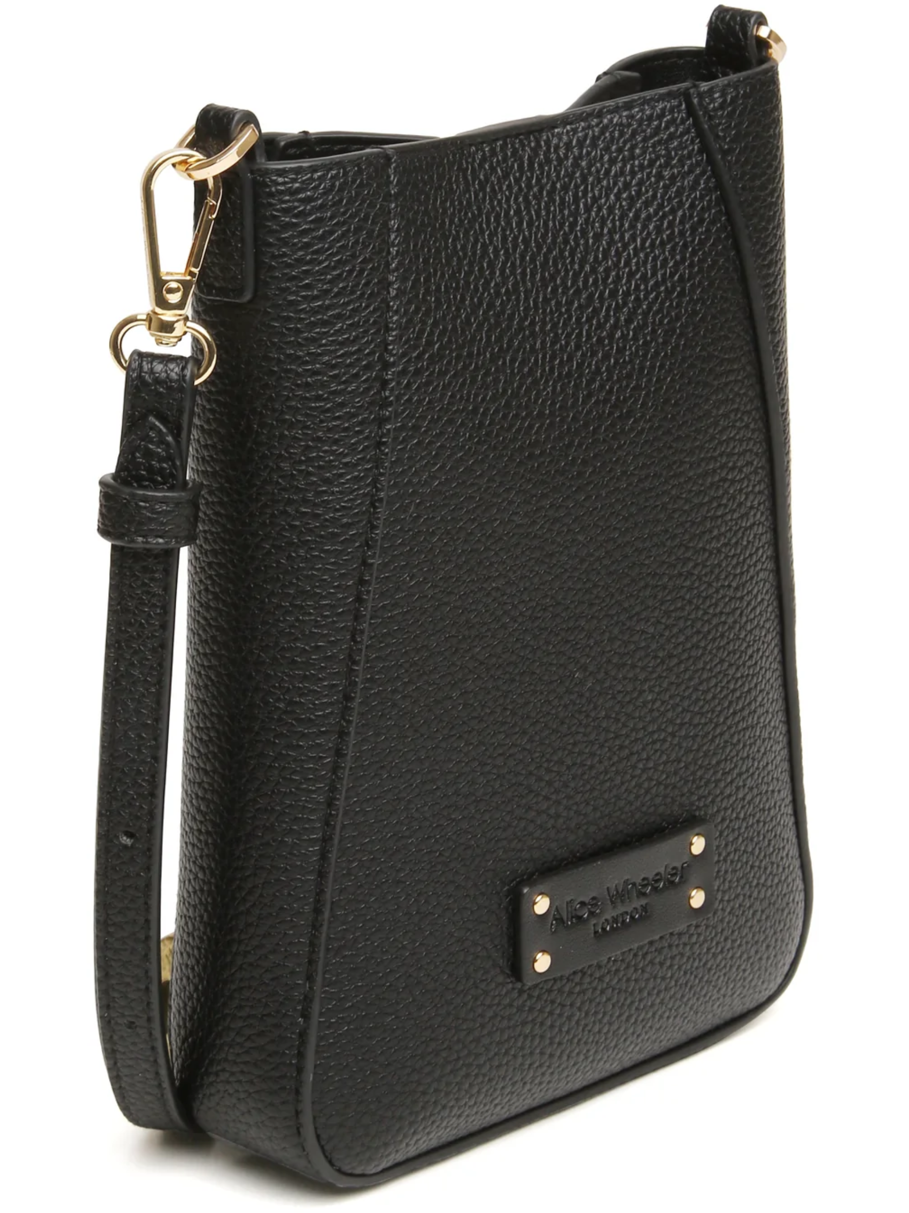 Alice Wheeler AW6232 Black Kensington Phone Crossbody Bag with textured finish, magnetic flap and adjustable strap