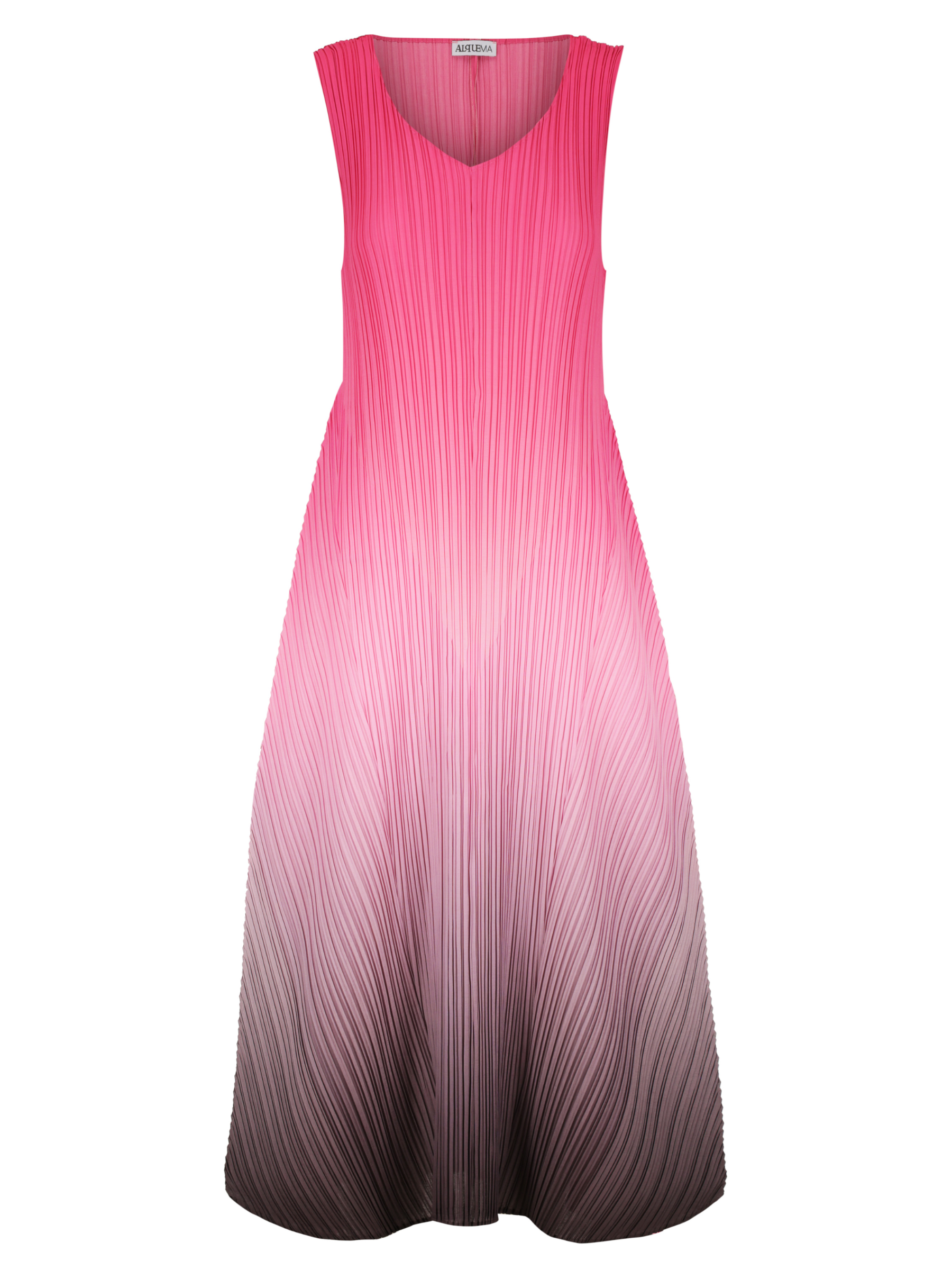 Alquema Cabaret Pink Dress & Coat hand-pleated dress and coat set with pink gradient colourway and fluid open-front silhouette.