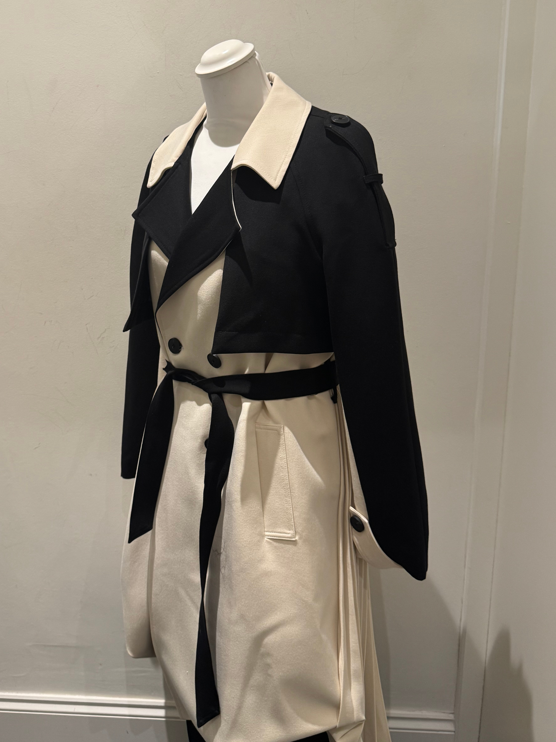 ARGGIDO 49051 Cream and Black Pane Trench Coat
