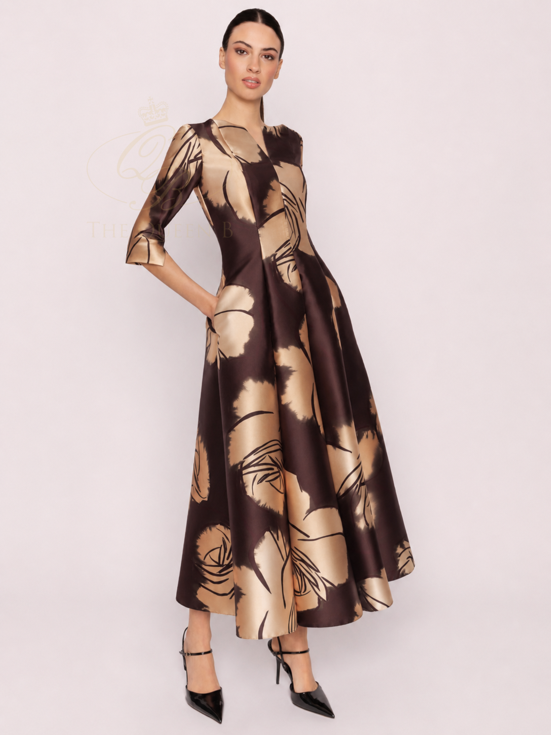 Carla Ruiz 53016 Burgundy Flounced Dress