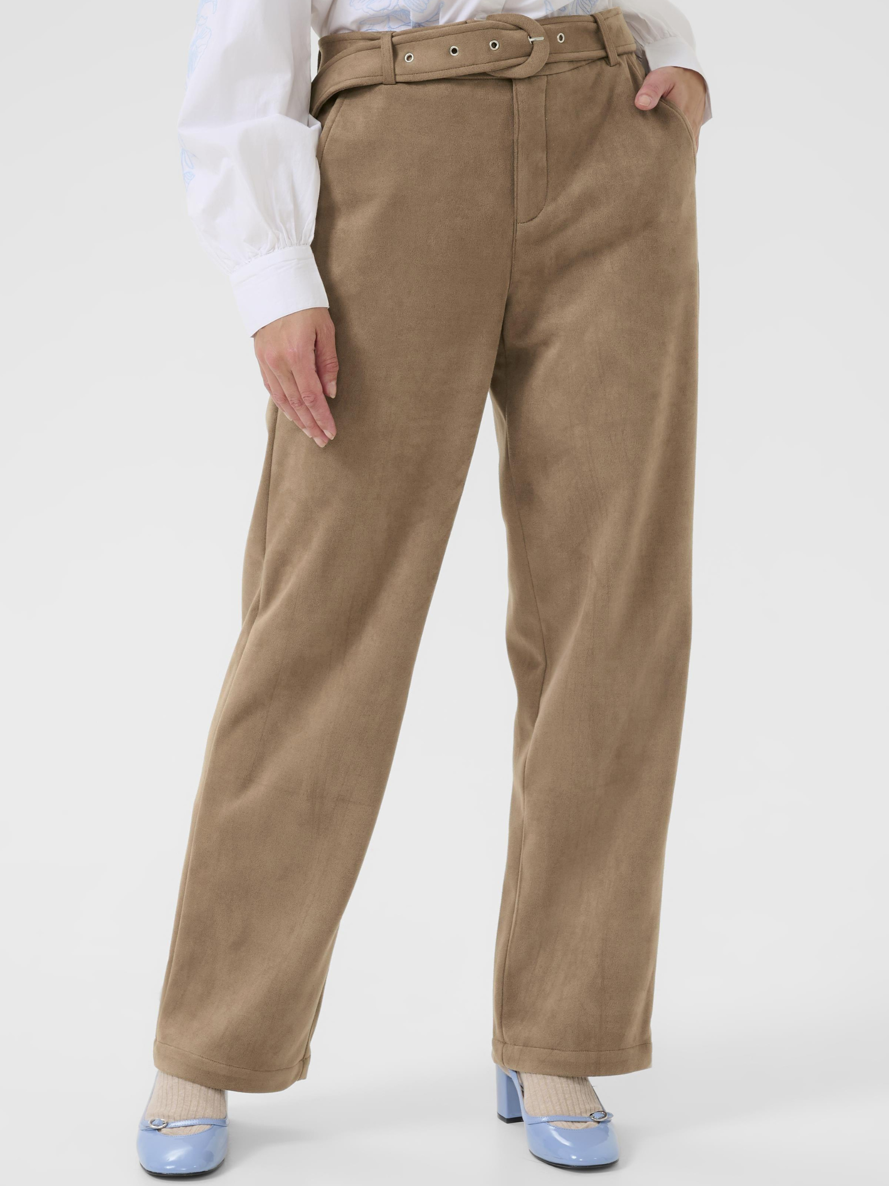 Cream Cala Pant women’s regular-fit full-length trousers with elastic waist and soft stretch fabric.