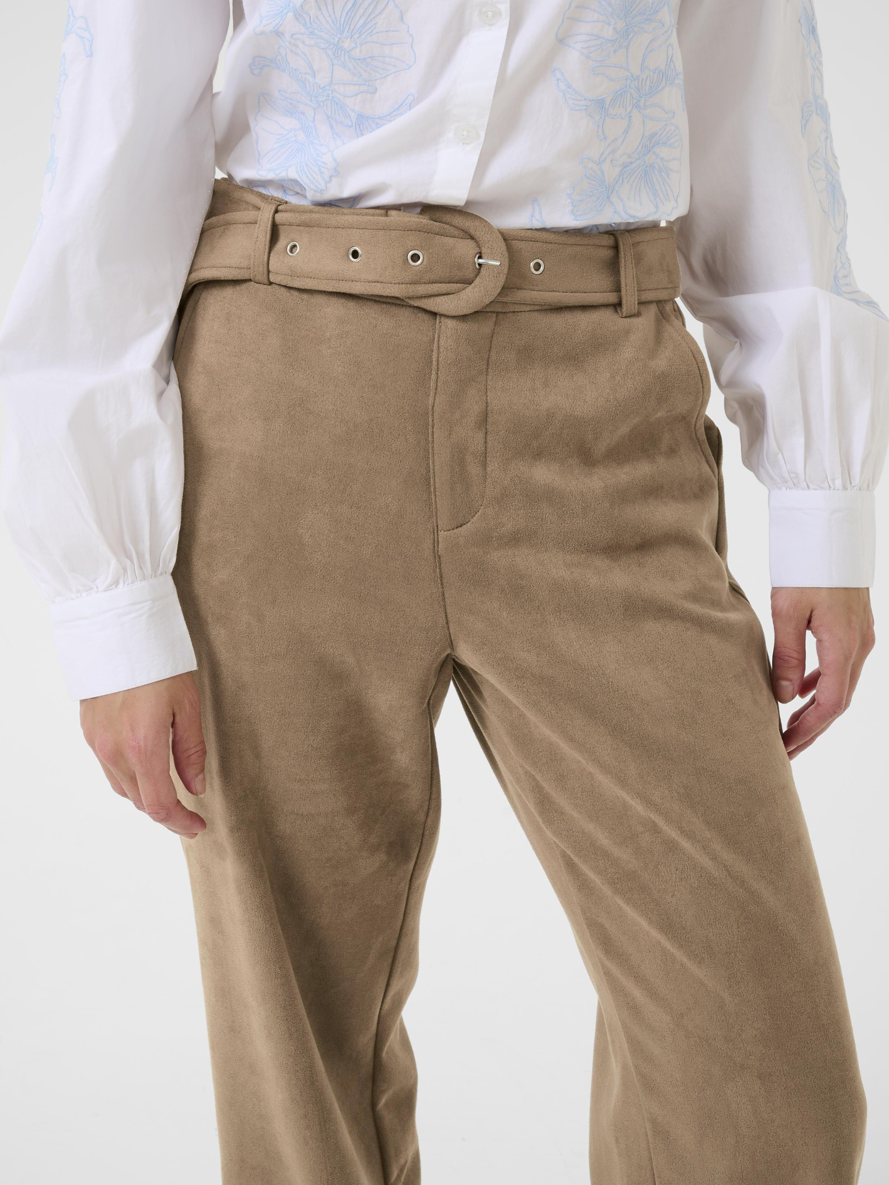 Cream Cala Pant women’s regular-fit full-length trousers with elastic waist and soft stretch fabric.