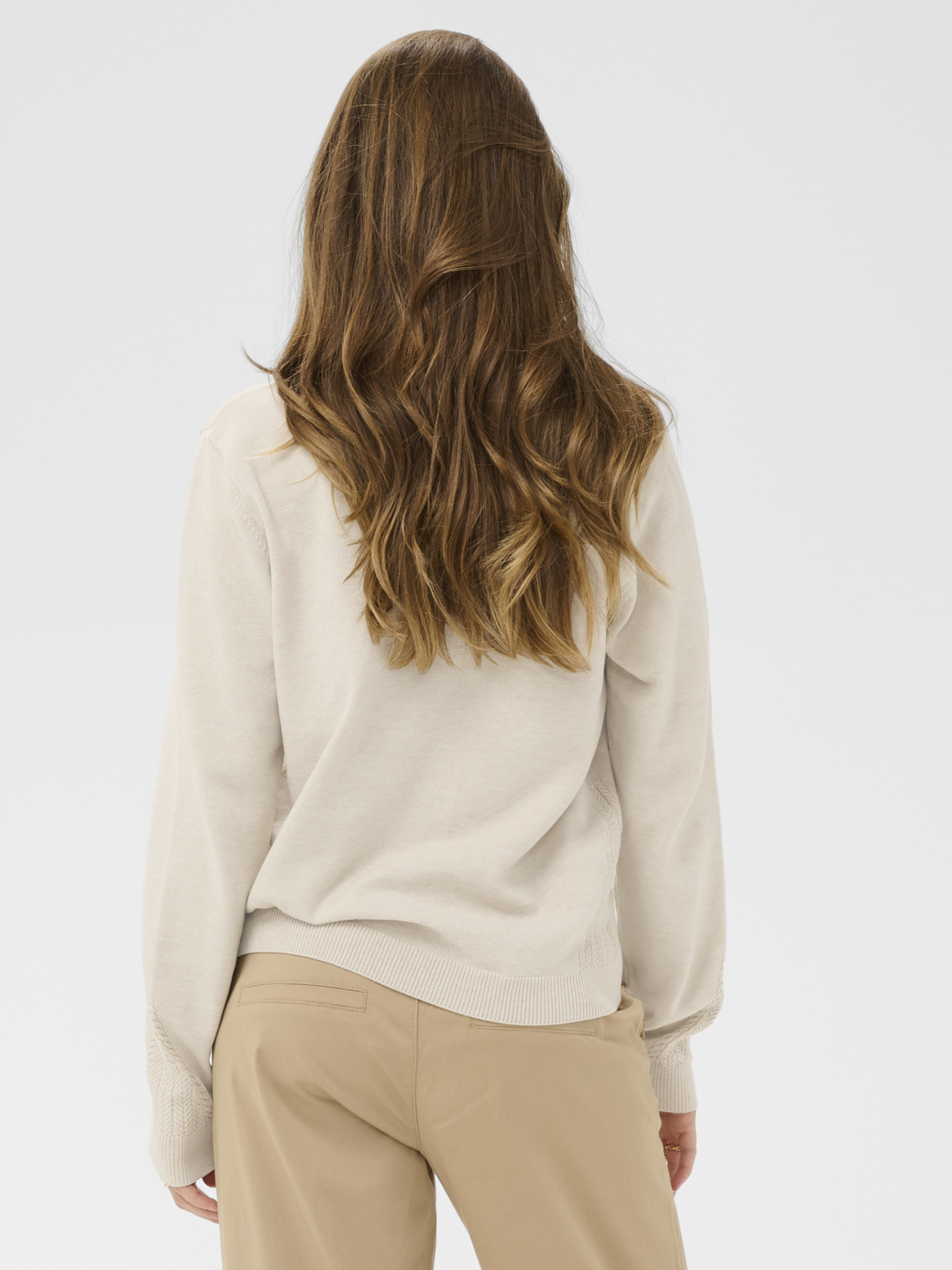 Cream Dela Knit Pullover soft fine knit jumper with straight fit and long sleeves.