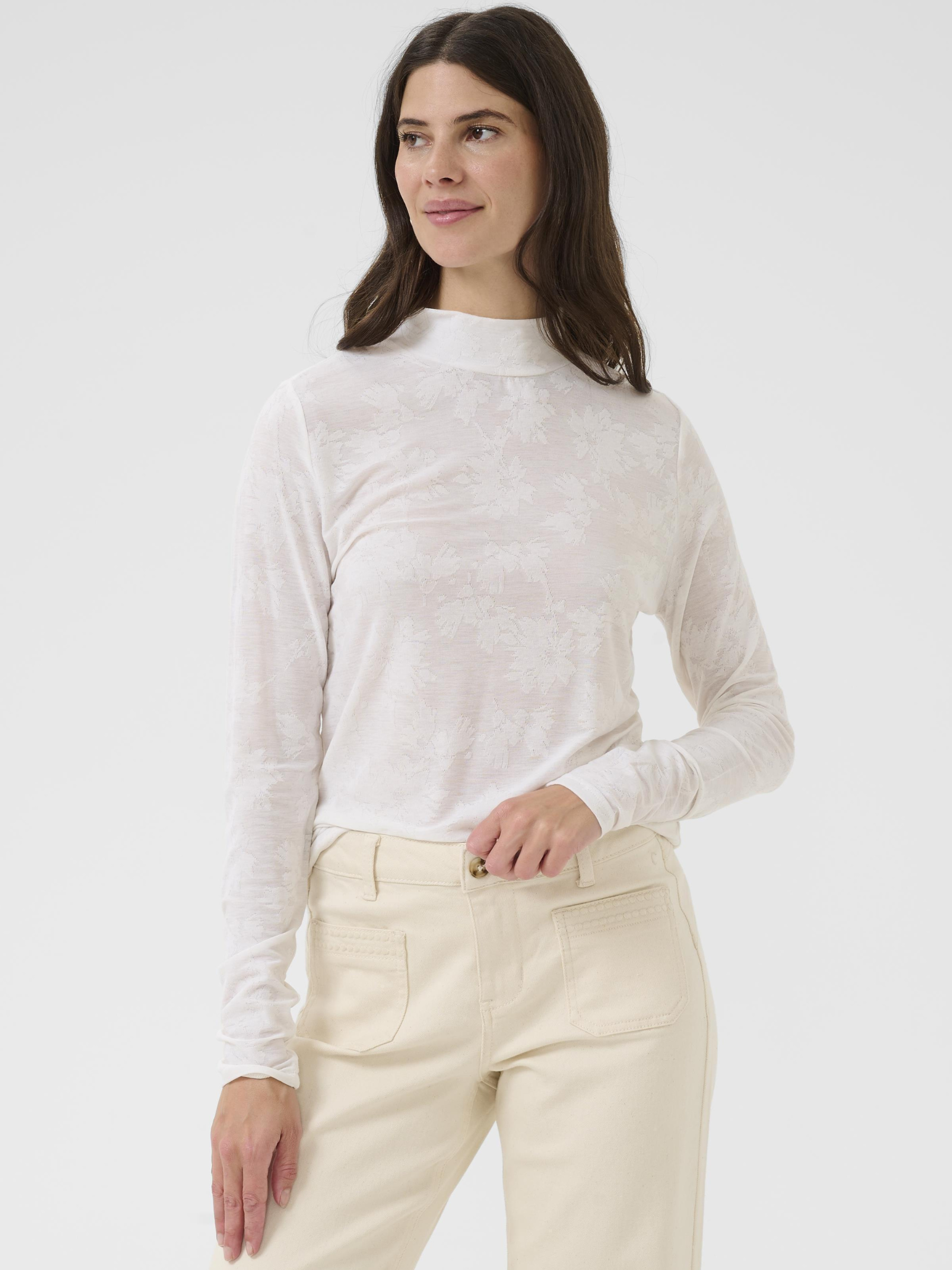 Cream Olive Turtleneck women’s long sleeve turtleneck top with hip-length fit, soft stretch fabric and lightweight feel for everyday wear and layering.