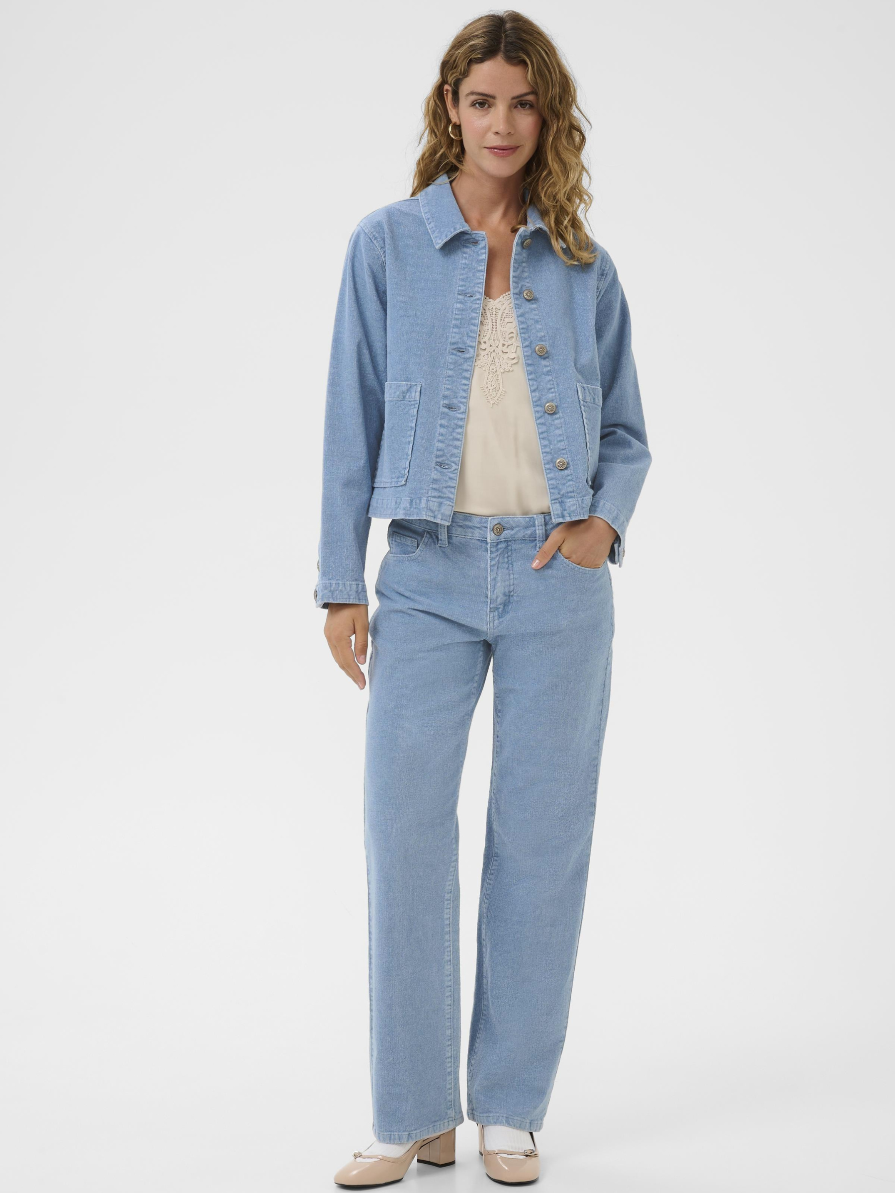 Cream Rafael Corduroy Jacket women’s straight-fit corduroy jacket with button-front fastening and hip-length design.