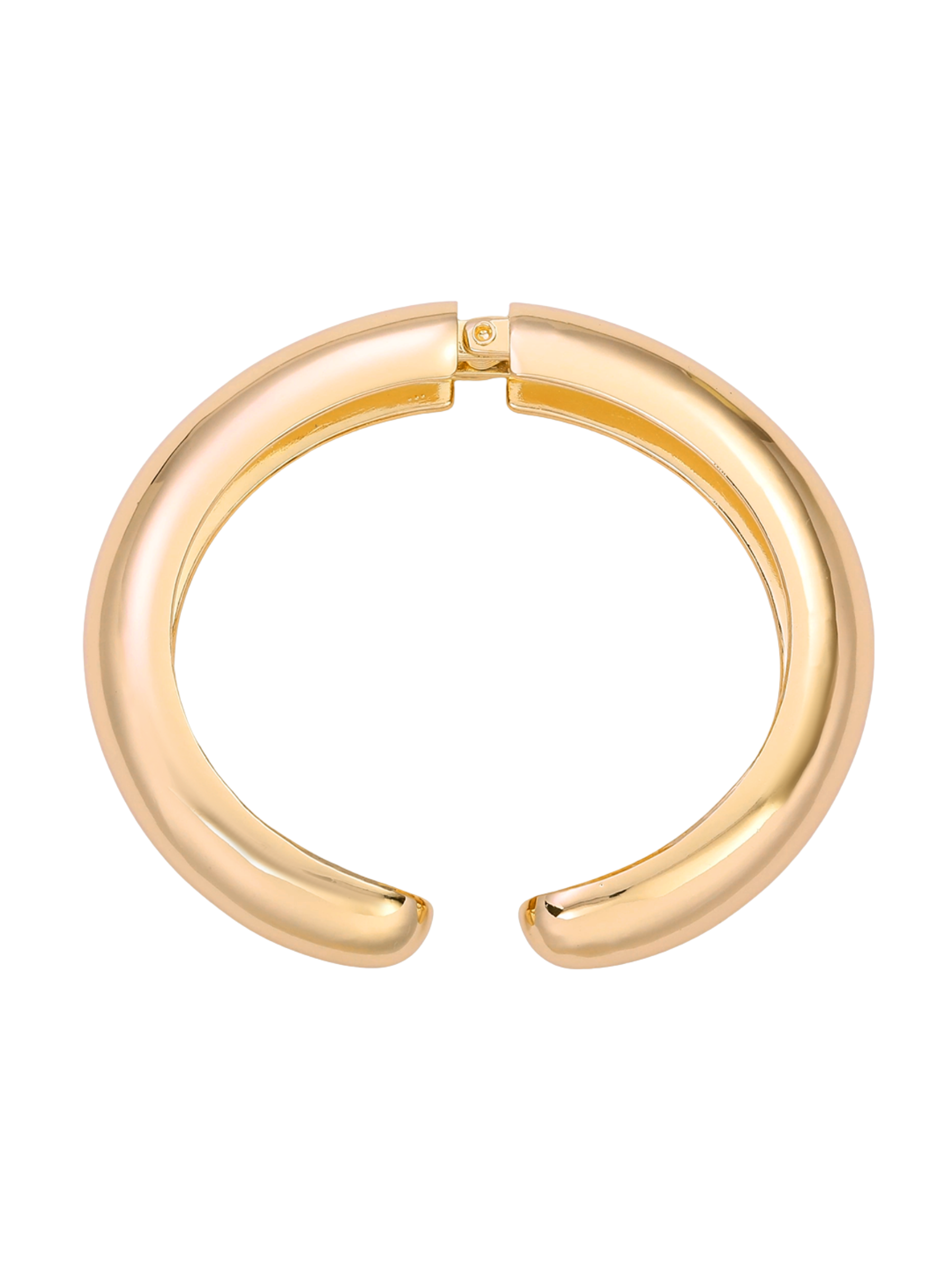 D&X DB2294K Gold Tone Open Hinged Cuff Bracelet with polished finish, bold statement design and secure hinged closure