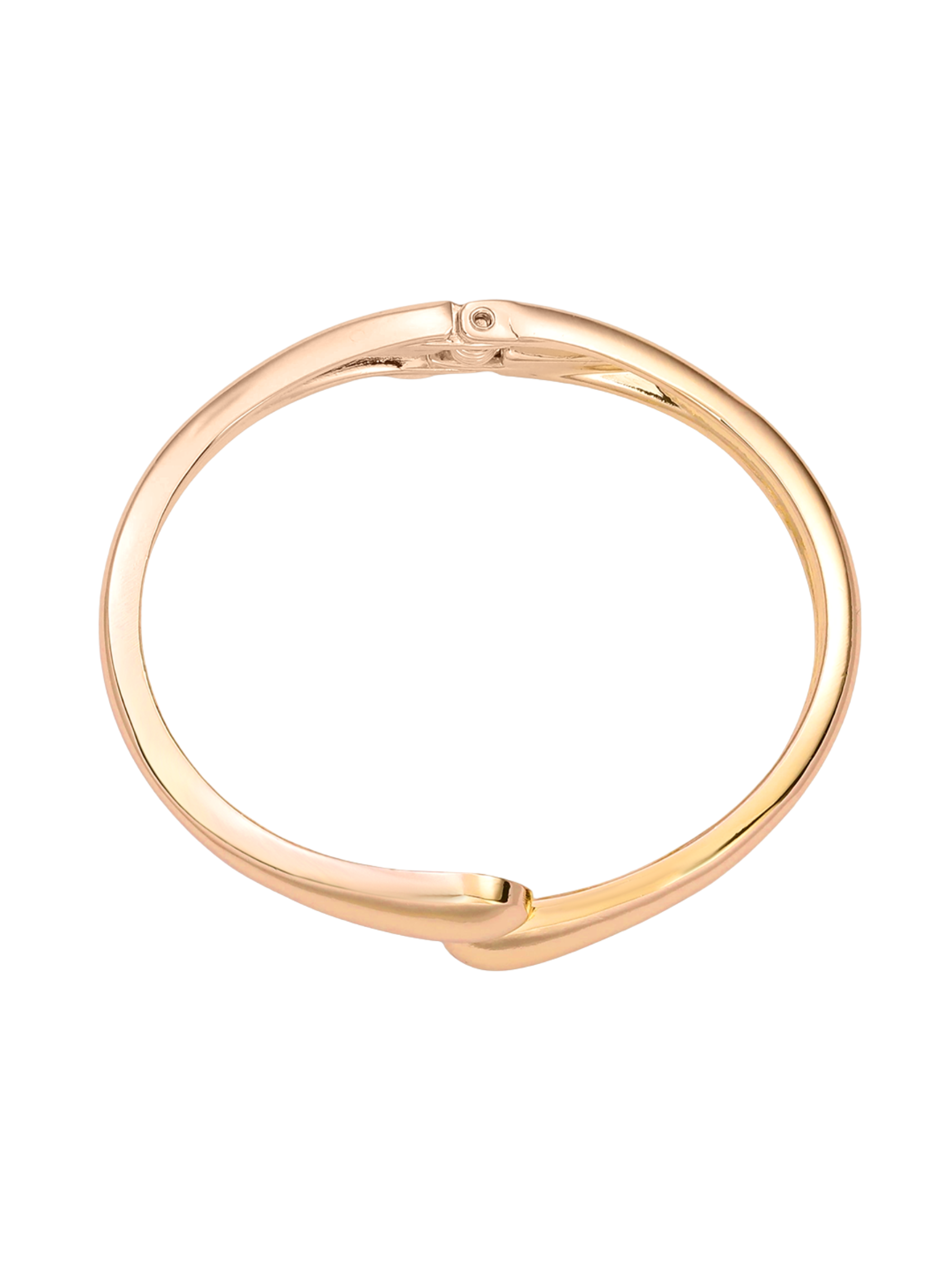 D&X DB2295K Gold Tone Sleek Curved Hinge Cuff Bracelet – elegant polished gold-tone cuff bracelet with hinged fastening, perfect for layering or solo wear