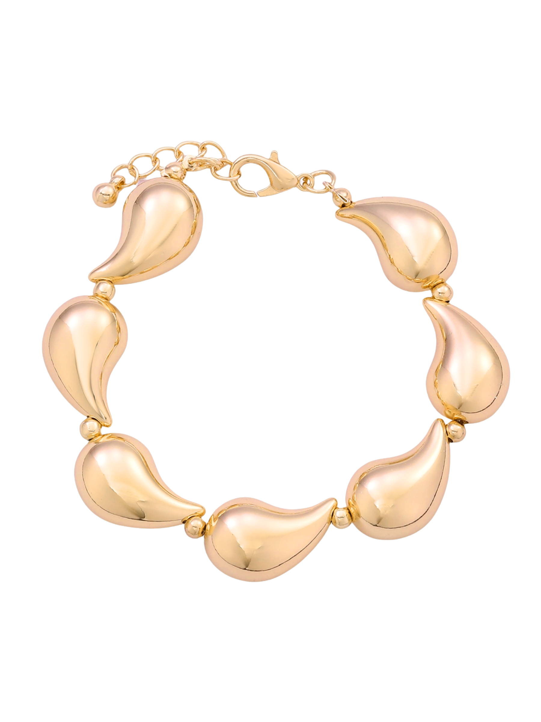 D&X DB2307K Gold Tone Droplet Clasp Bracelet – polished gold-plated droplet design bracelet for women, elegant jewellery
