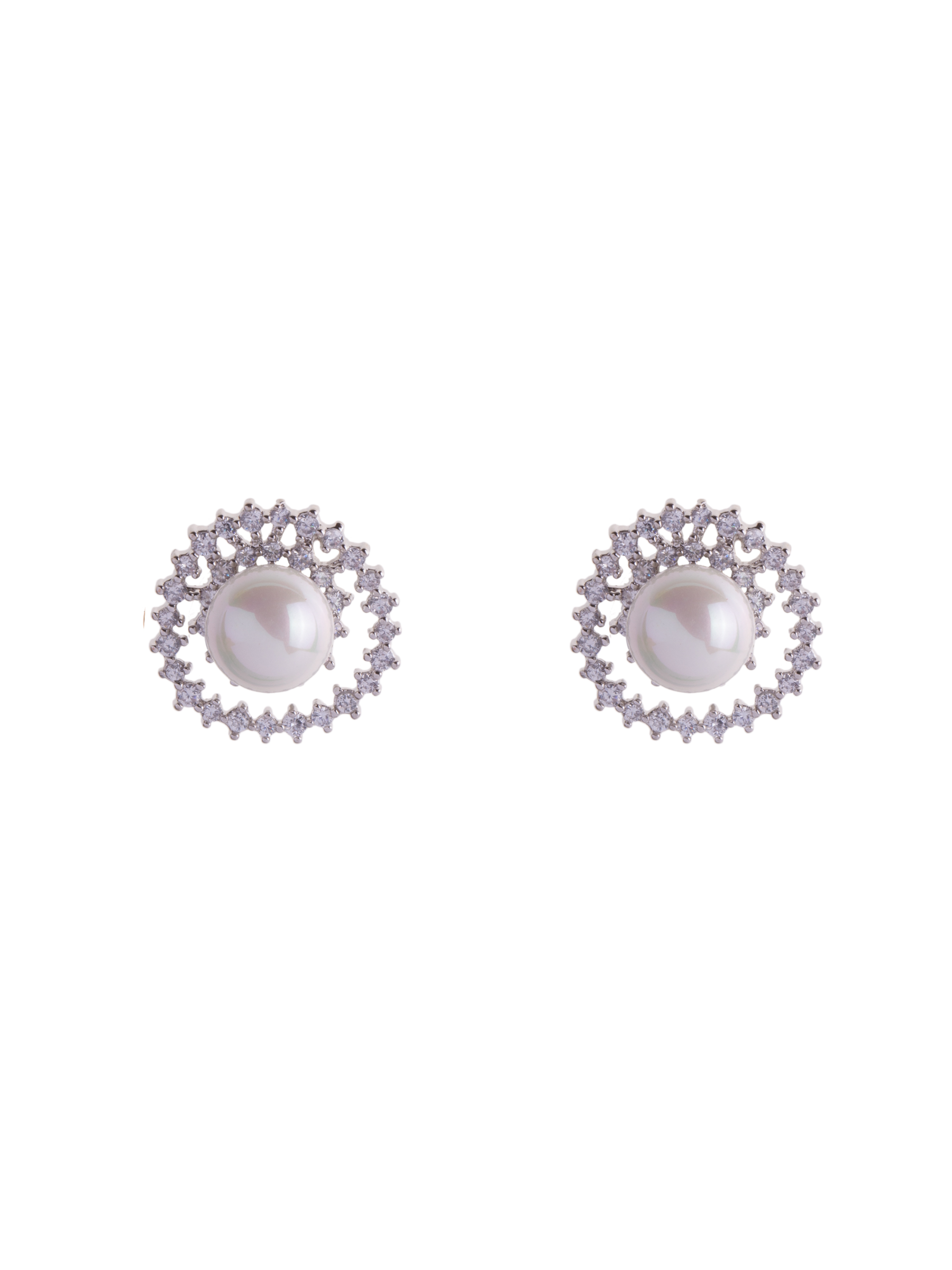 D&X DE0866A White Gold Plated Faux Pearl Crystal Hoop Stud Earrings – elegant faux pearl stud earrings with crystal hoop detailing, timeless women’s jewellery for weddings, evening wear and special occasions.
