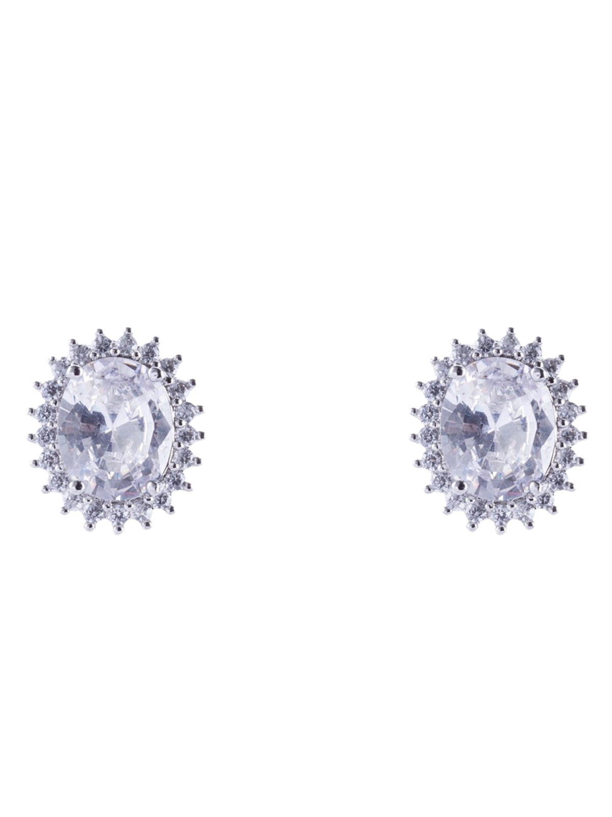 D&X DE0893R - Earring - Clip with oval centre stone and crystal-style halo detail.