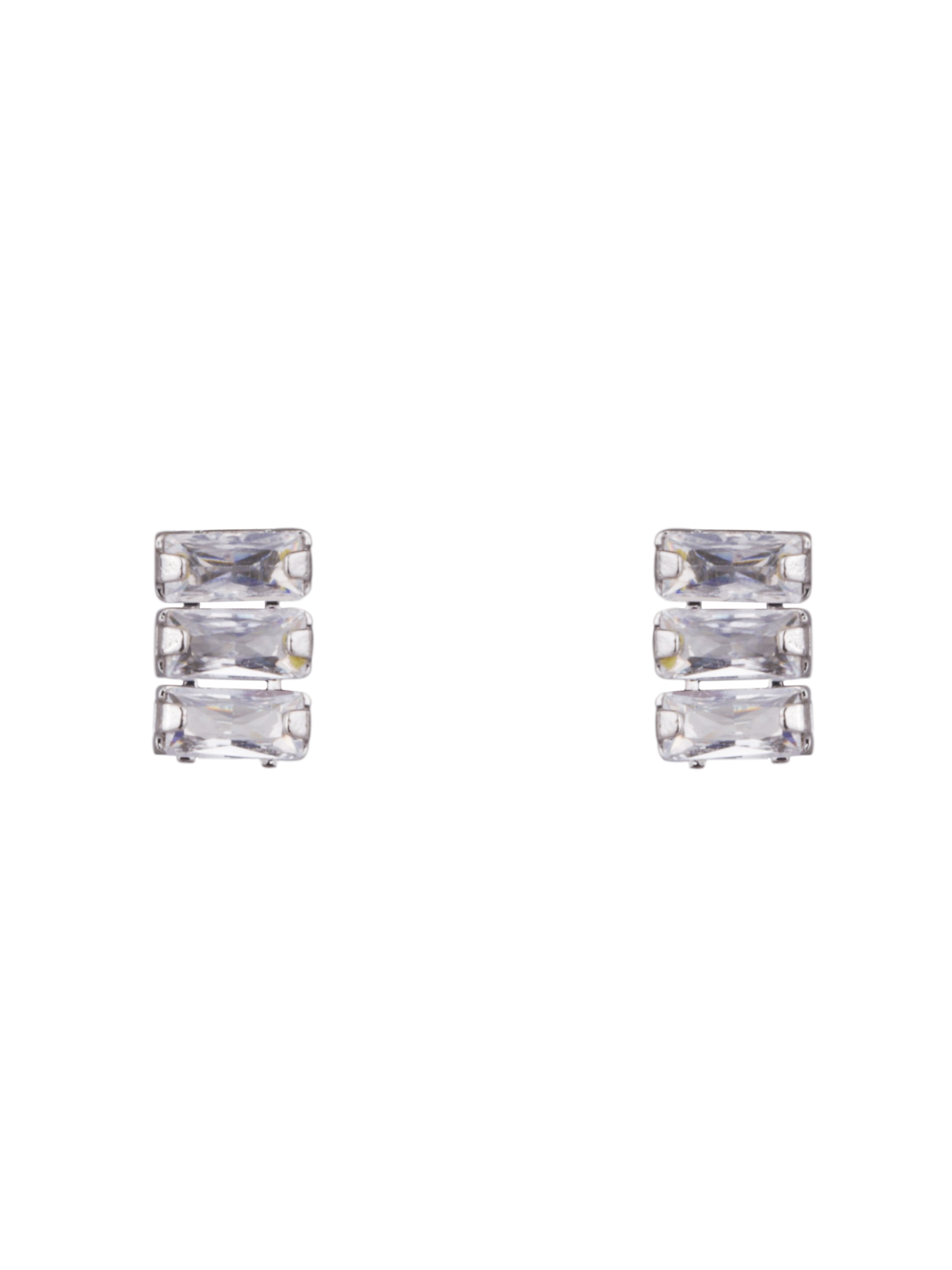 D&X DE1010R White Gold Tone Zirconia Encrusted Stud Earrings – chic white gold plated stud earrings with cubic zirconia detail, perfect for elegant everyday or evening style.
