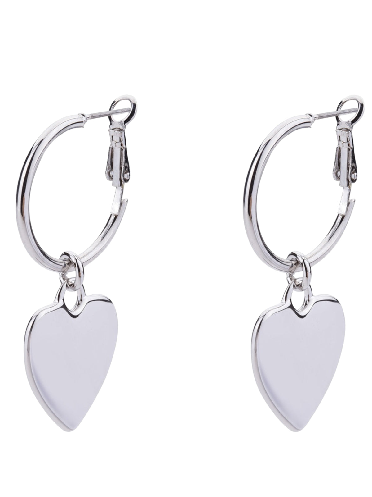 D&X DE1057R Earring with hoop design and hanging heart charm detail.