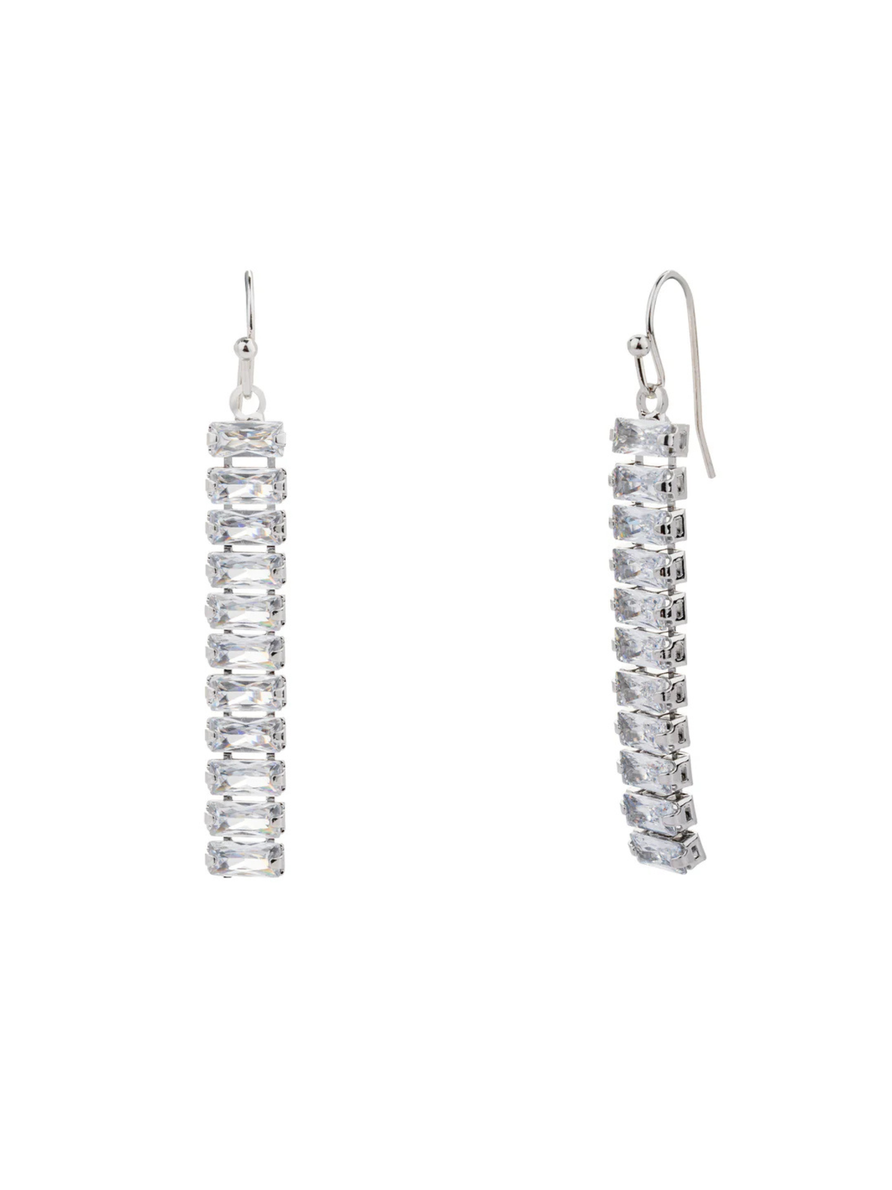 D&X DE1101R White Gold Zirconia Drop Earrings – elegant white gold plated cubic zirconia drop earrings, perfect for evening and special occasions.