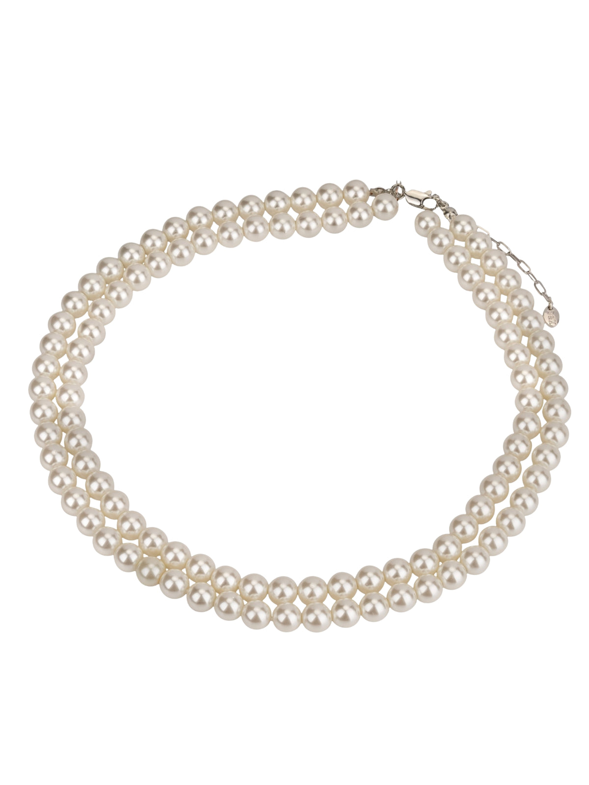 D&X DN2578A Layered Beaded Short Necklace with two-strand pearl-look bead detailing.