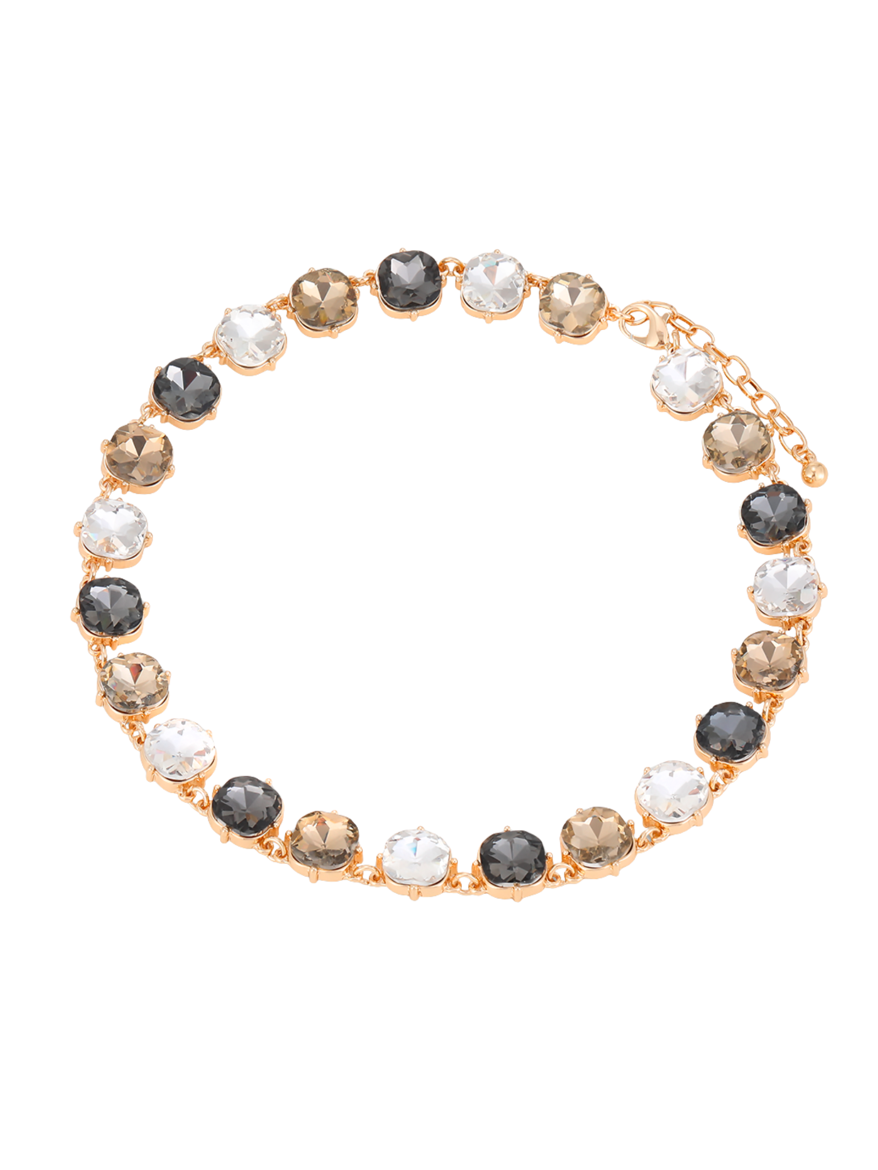 D&X DN2636M Gold Plated Multi Brown Crystal Collar Necklace – elegant collar necklace with warm brown crystals in gold-tone plating, statement women’s jewellery for day-to-night wear.