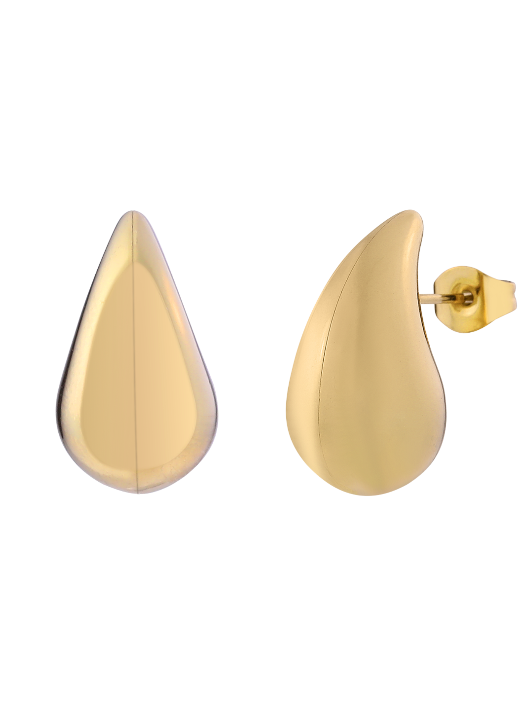 D&X DE1202K gold teardrop stud earrings – 18K gold plated stainless steel polished design for timeless women’s jewellery style.
