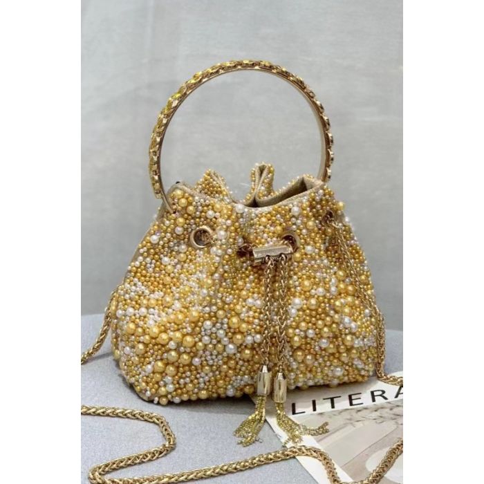 PCHA G1142 - Gold / Pearl Pouch Bag
