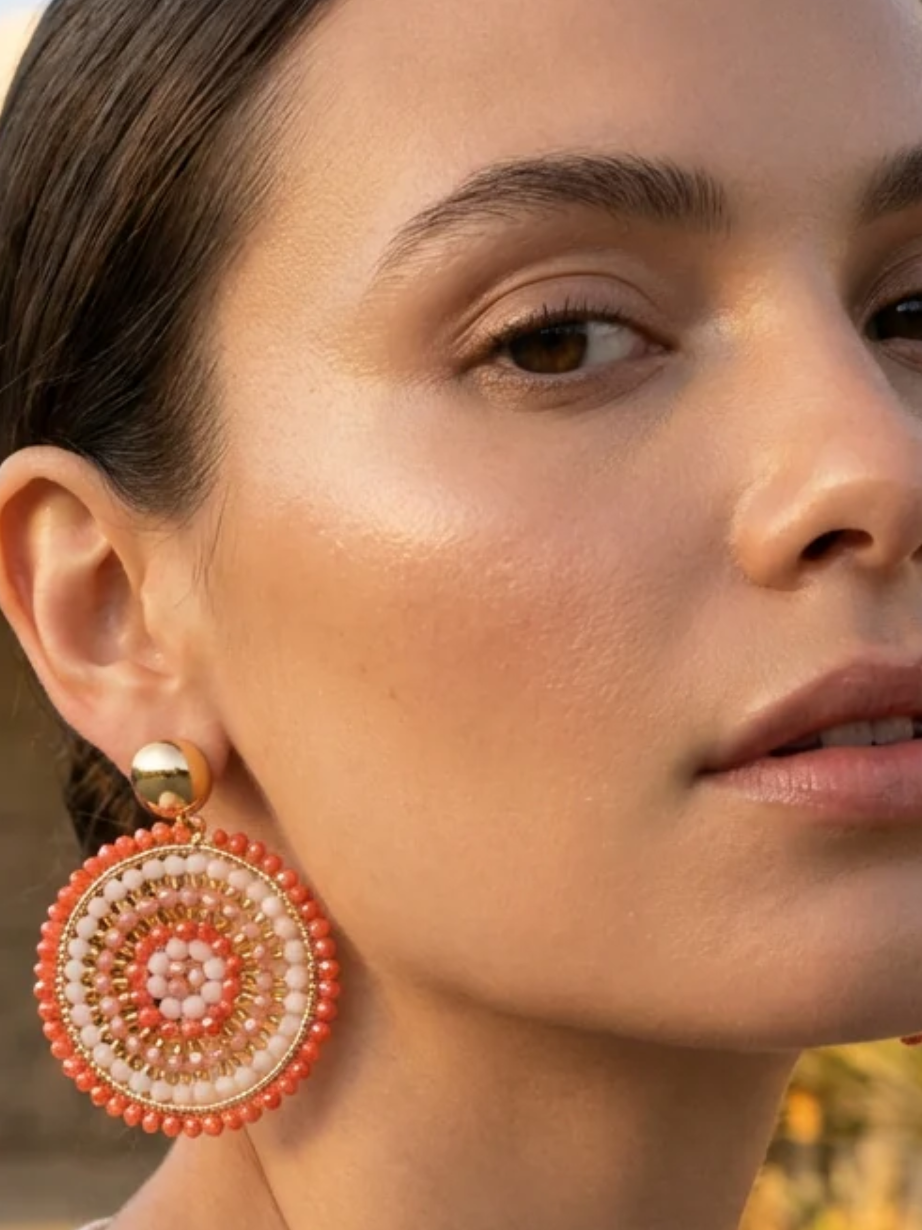 Envy 4732 Round Faceted Beaded Earrings with circular drop design and intricate layered bead detailing.