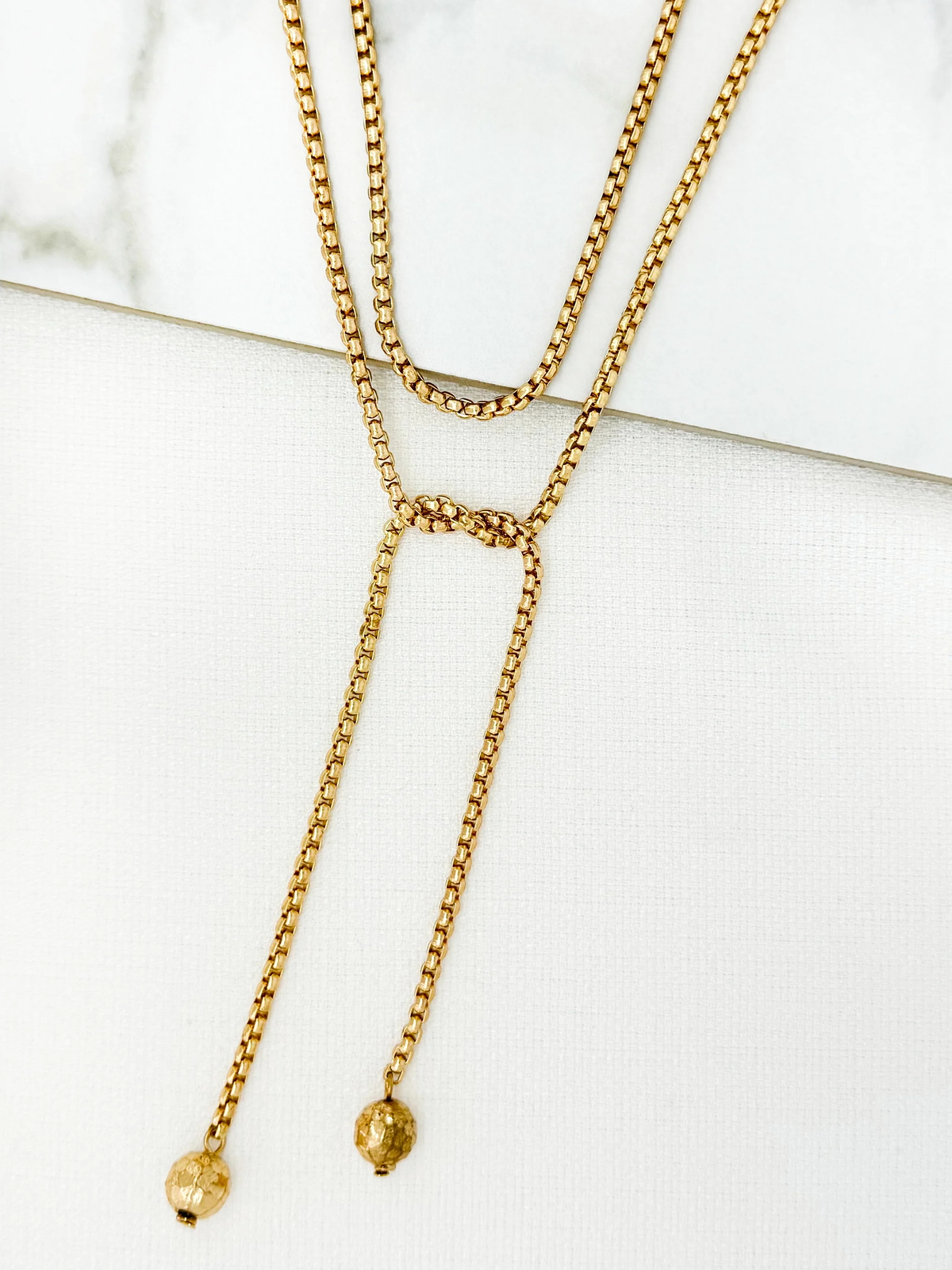 Envy 4806 Long Wrap Around Necklace with layered chain design and long drop detail..