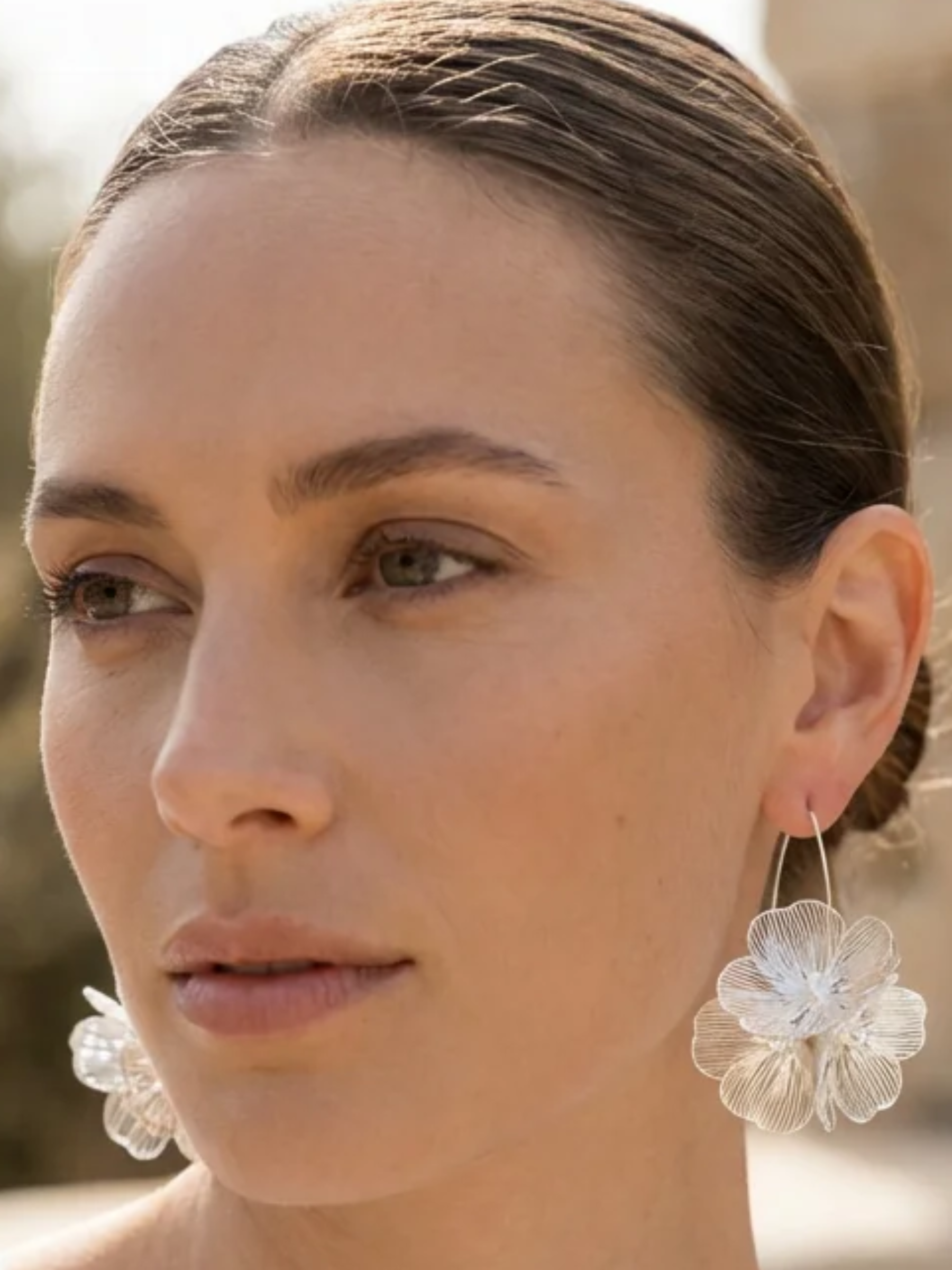 Envy 4837 Long Petal Design Earrings with layered floral petal detailing.