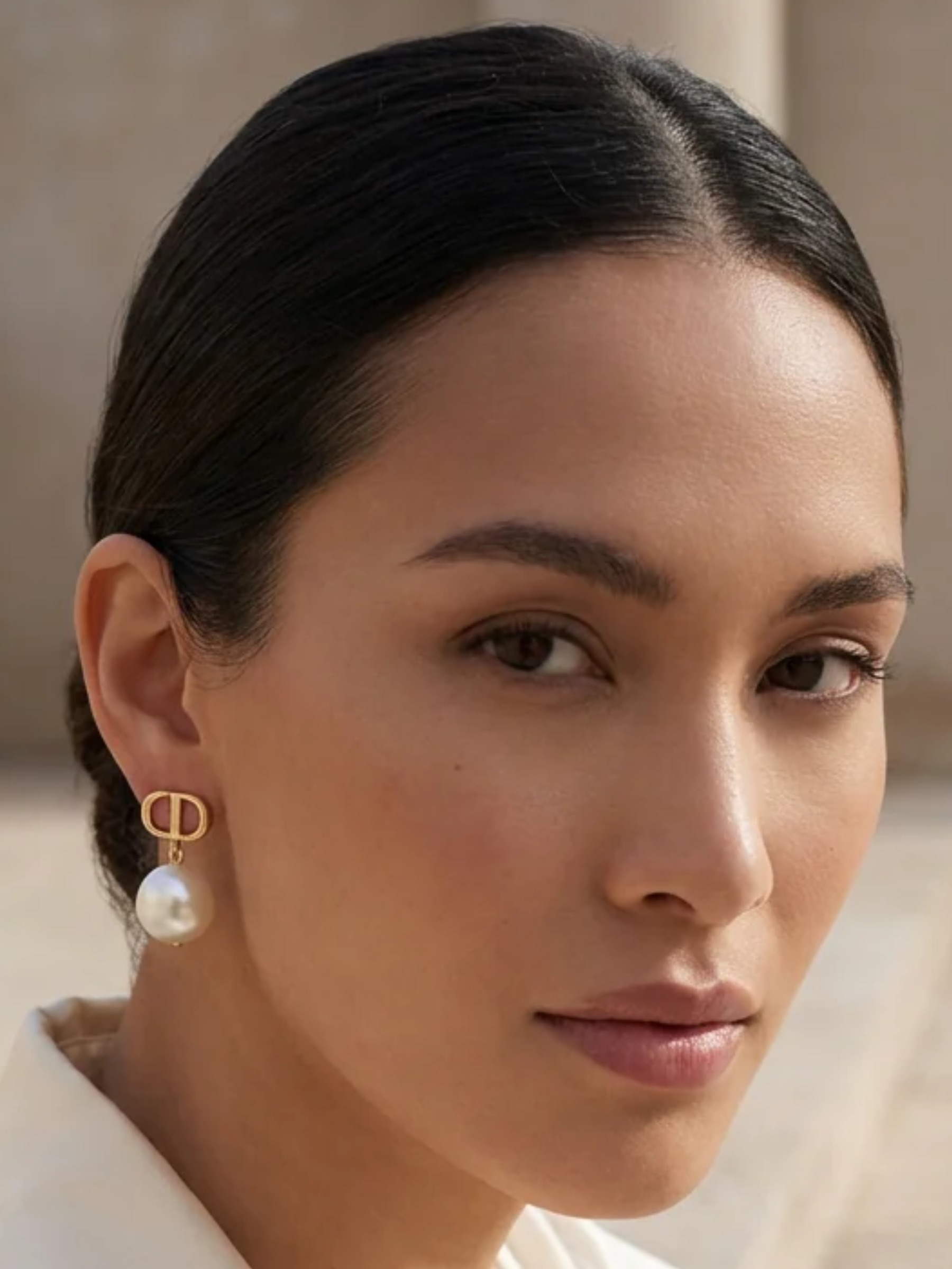 Envy 4843 Large Pearl Drop Earrings with structured stud top and statement pearl drop.