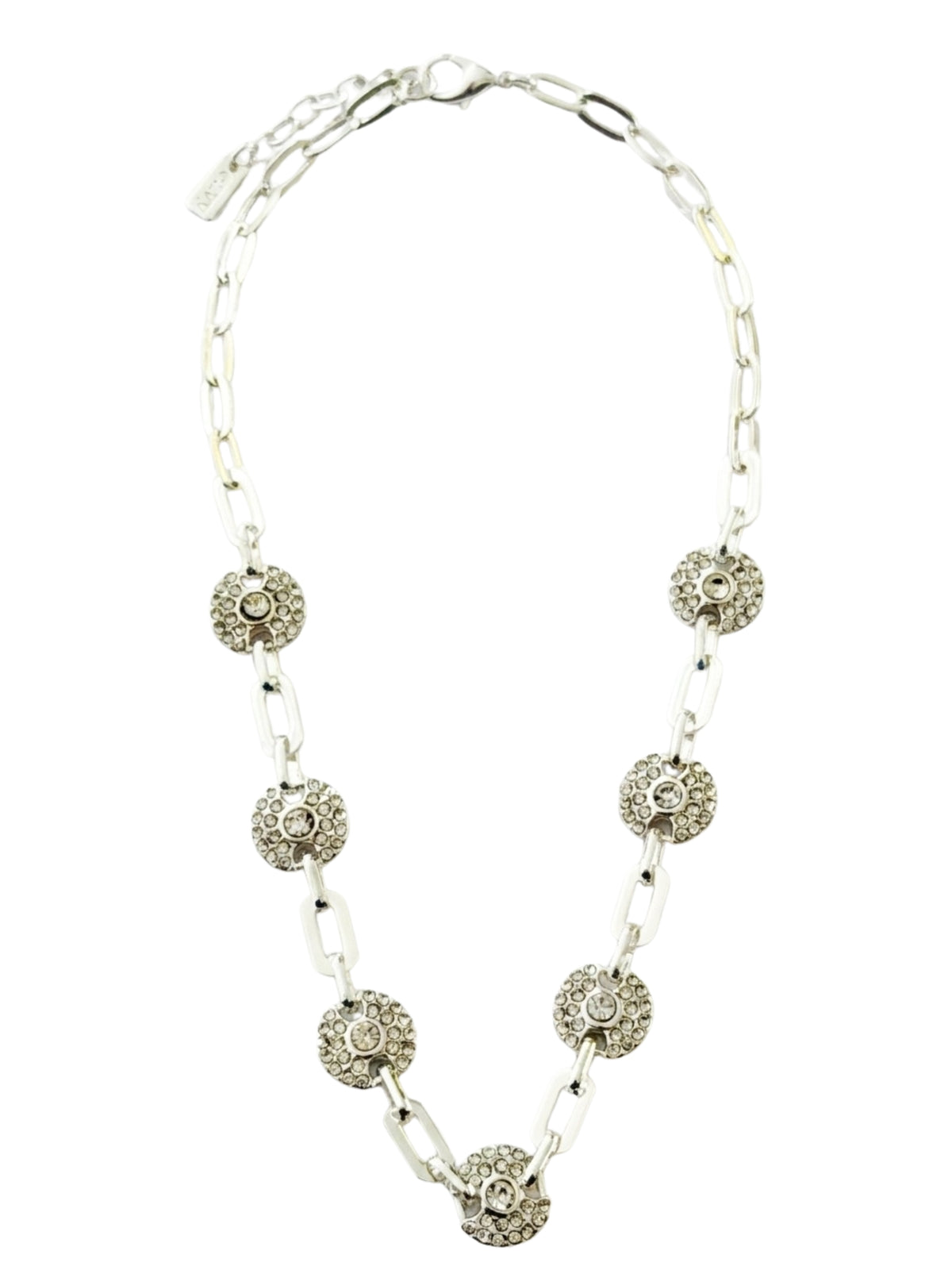 Envy 649 Diamante Circle Detail Link Necklace with structured links and sparkling circular diamante details.