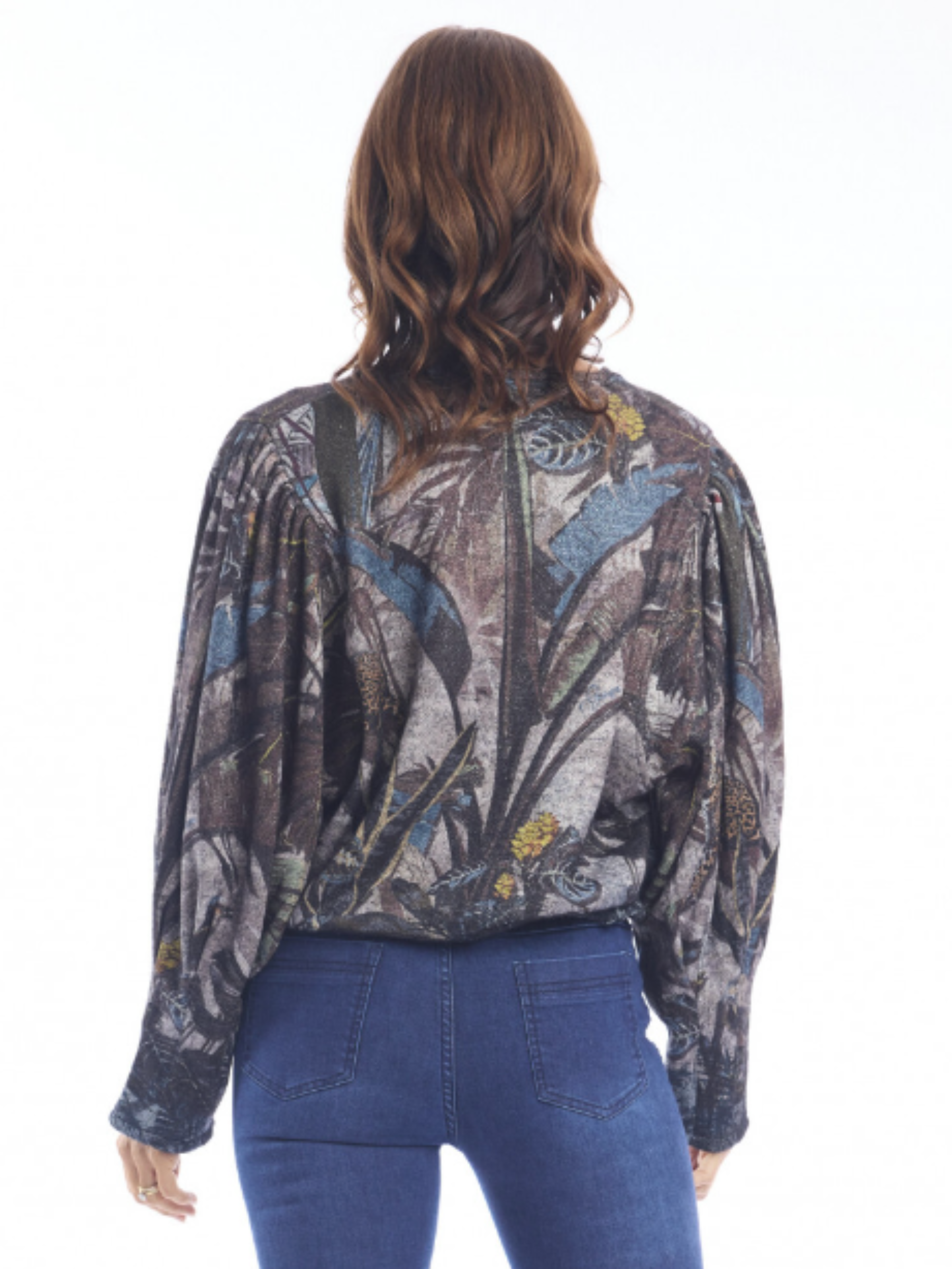Escape 62819 Knit Jumper with an abstract printed design, round neckline, long sleeves and a relaxed fit.