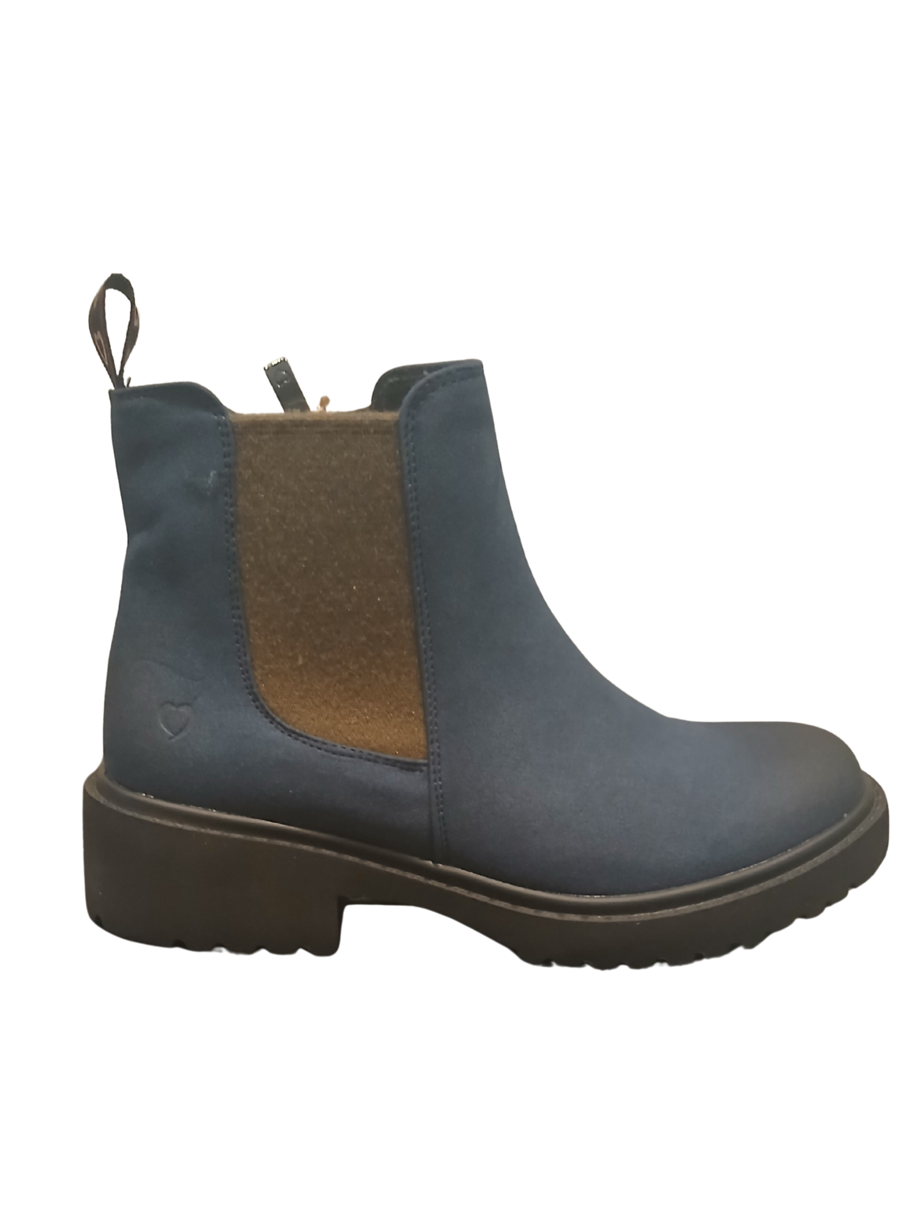 Heavenly Feet Pearce Blue Chelsea boots with faux leather upper, elastic side panels, memory foam footbed and lightweight vegan-friendly sole.