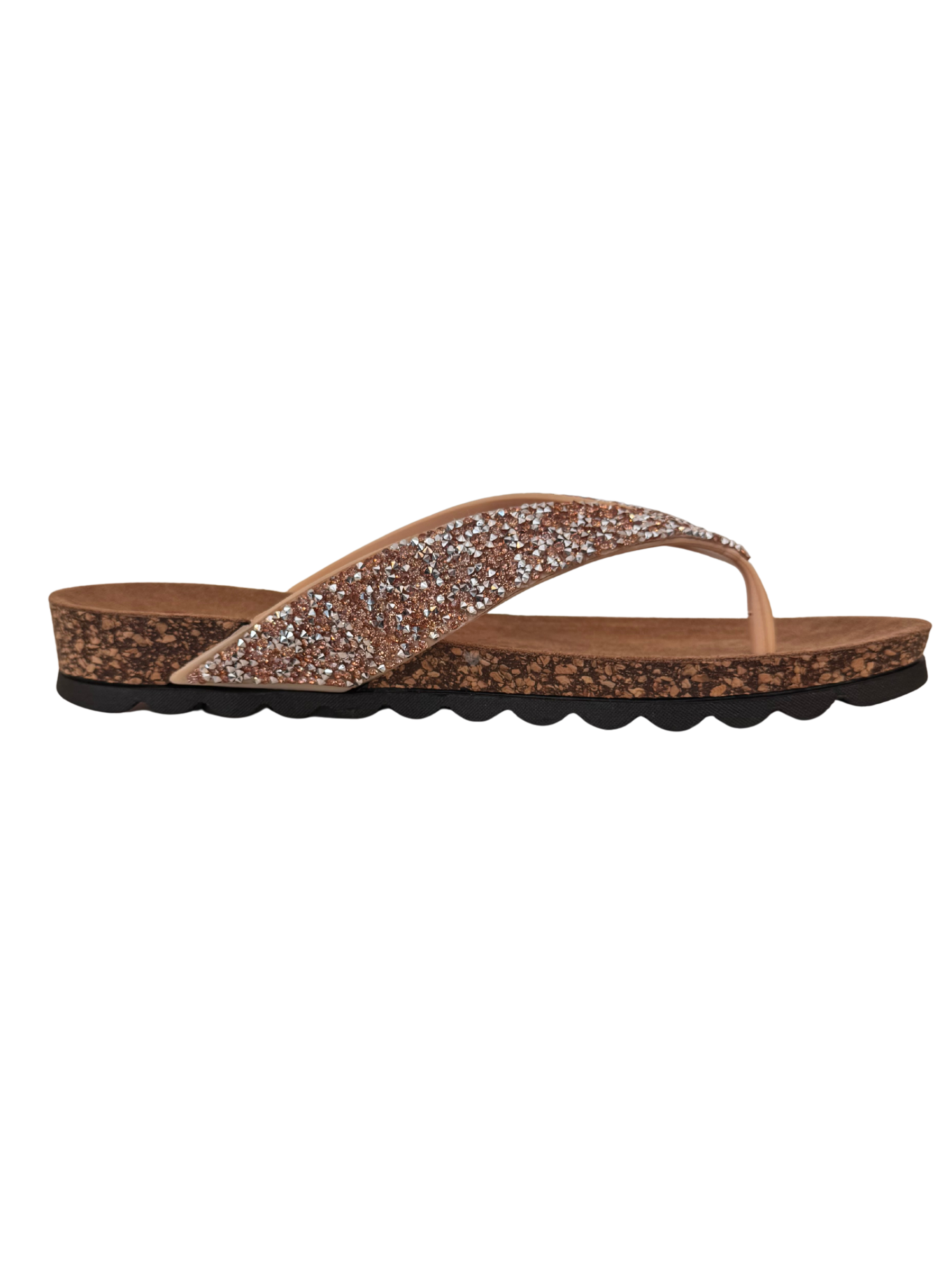 Heavenly Feet Crocus2 Gold Sandals with toe-post design, cushioned sole and embellished strap.