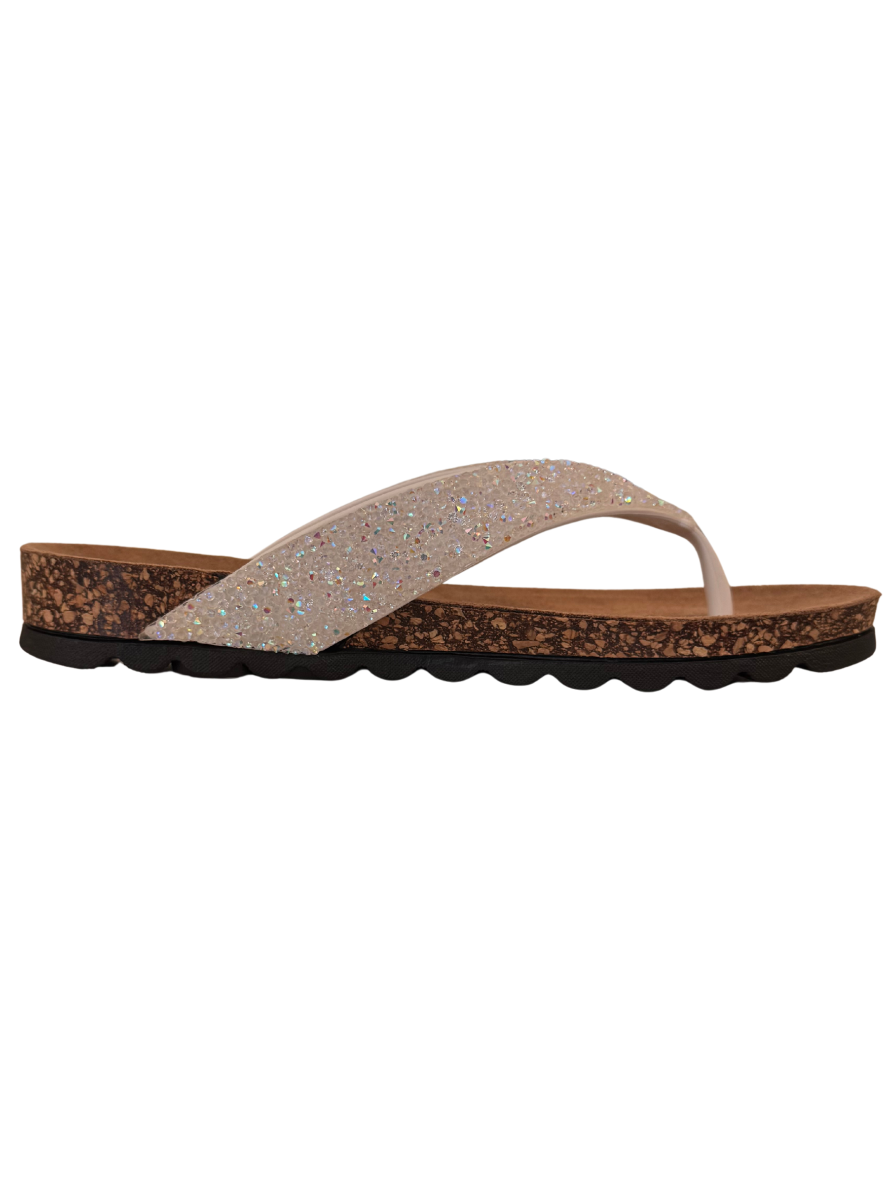 Heavenly Feet Crocus2 White Sandals with toe-post design, cushioned sole and embellished strap.