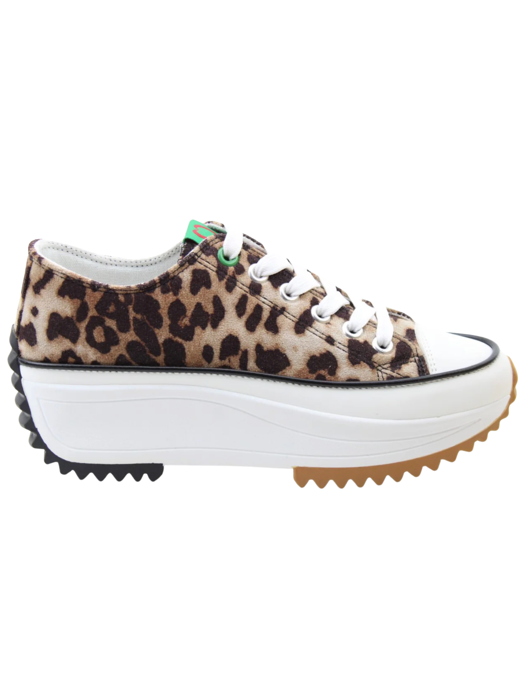 Heavenly Feet Strata Brown Cheetah Trainers with lace-up design and chunky sole.